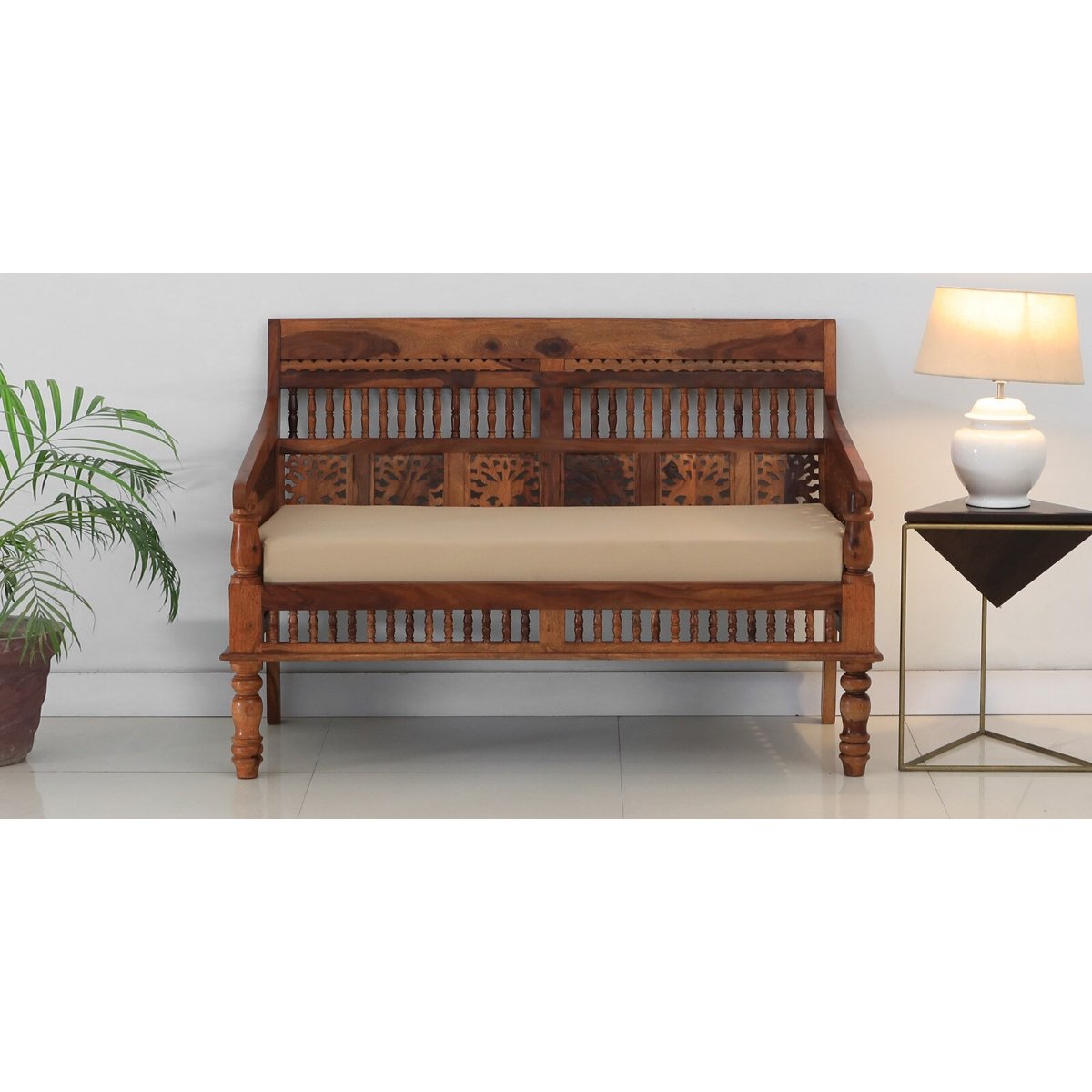 Nayantara 2 Seater Wooden Sofa - Vishwakarma Antique