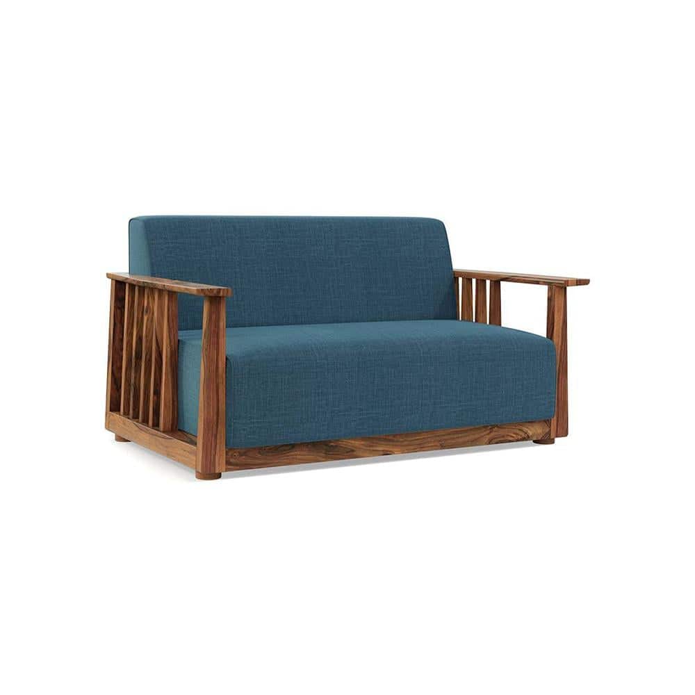 Serra Wooden Sofa - Teak Finish (Colonial Blue)