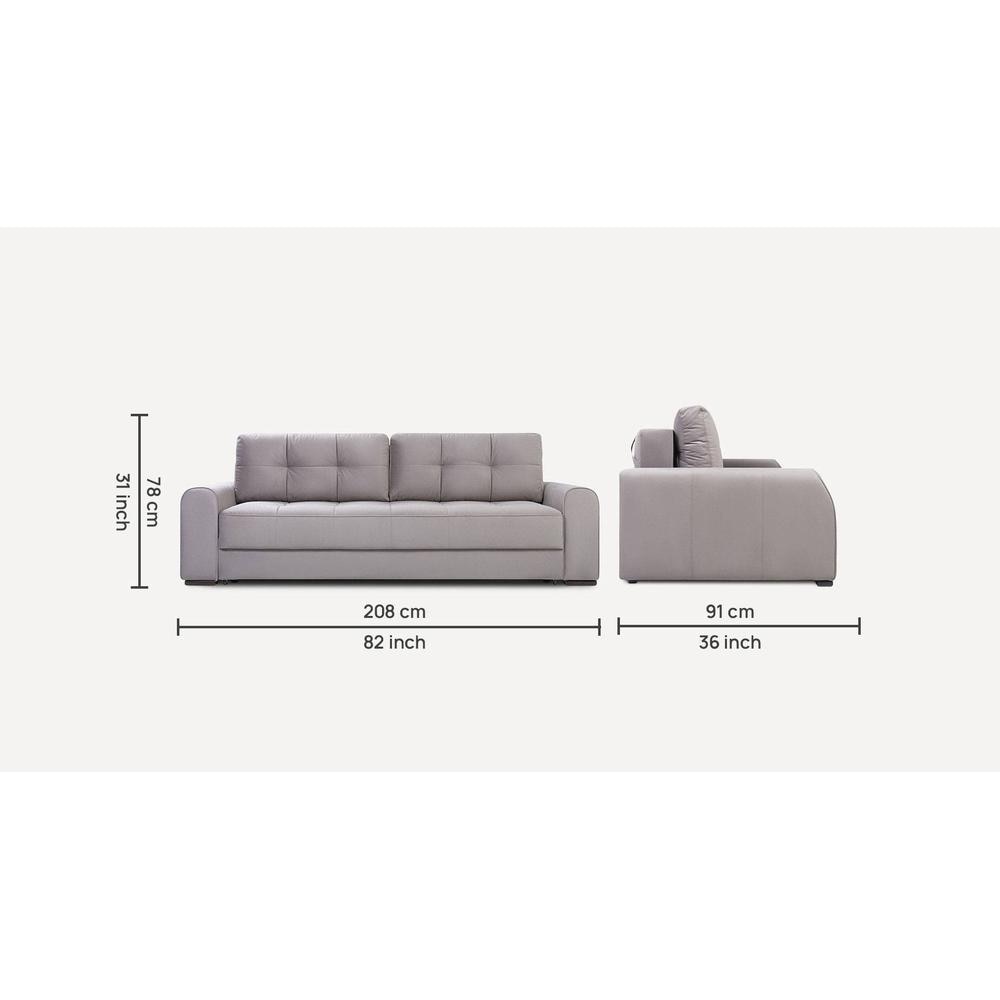 Calliro 3 Pull Out Sofa Cum Bed ith storage In Grey Colour