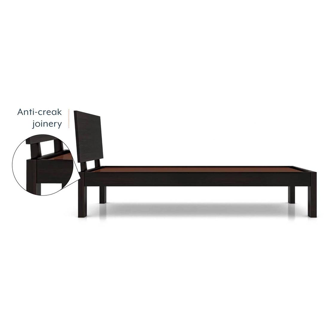 Boston Solid Wood Single Size Bed In Mahogany Finish