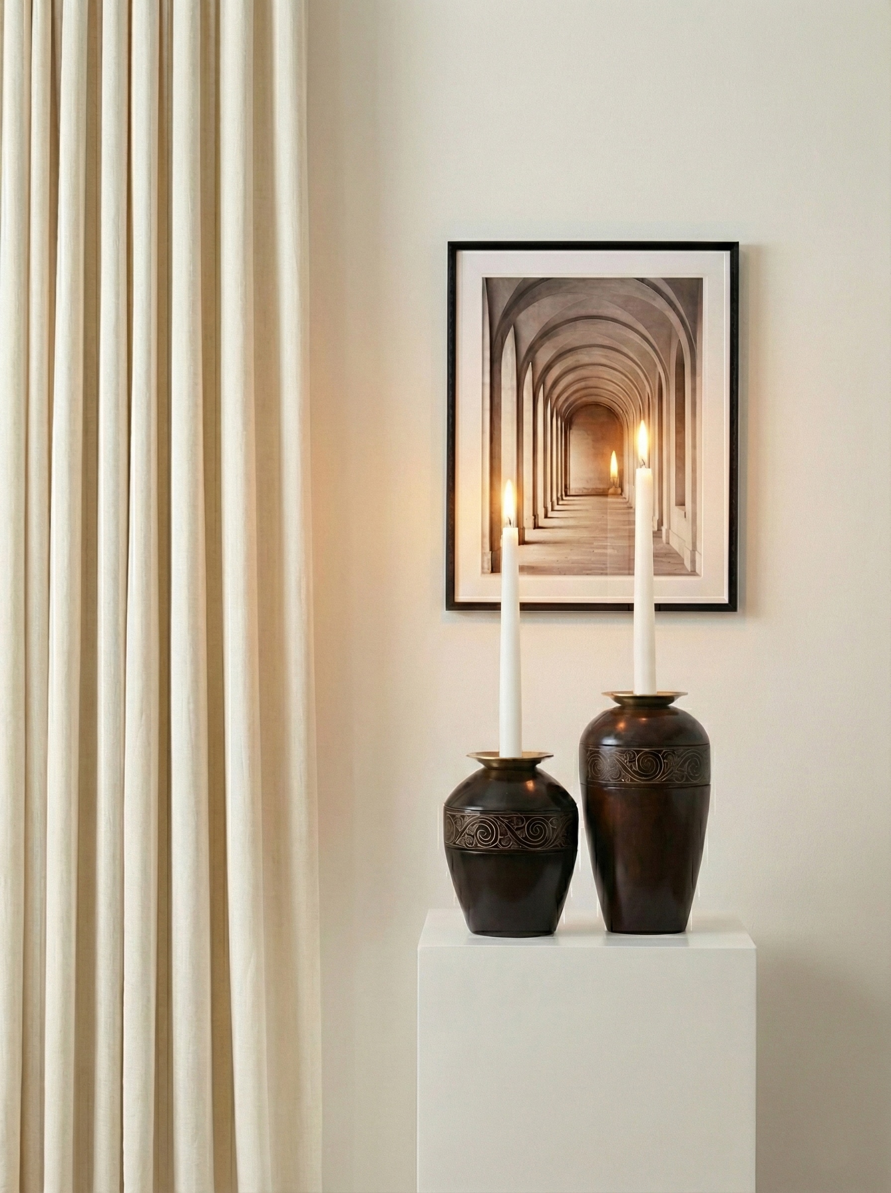 Lifestyle view of brassware wall light traditional handcrafted home decor