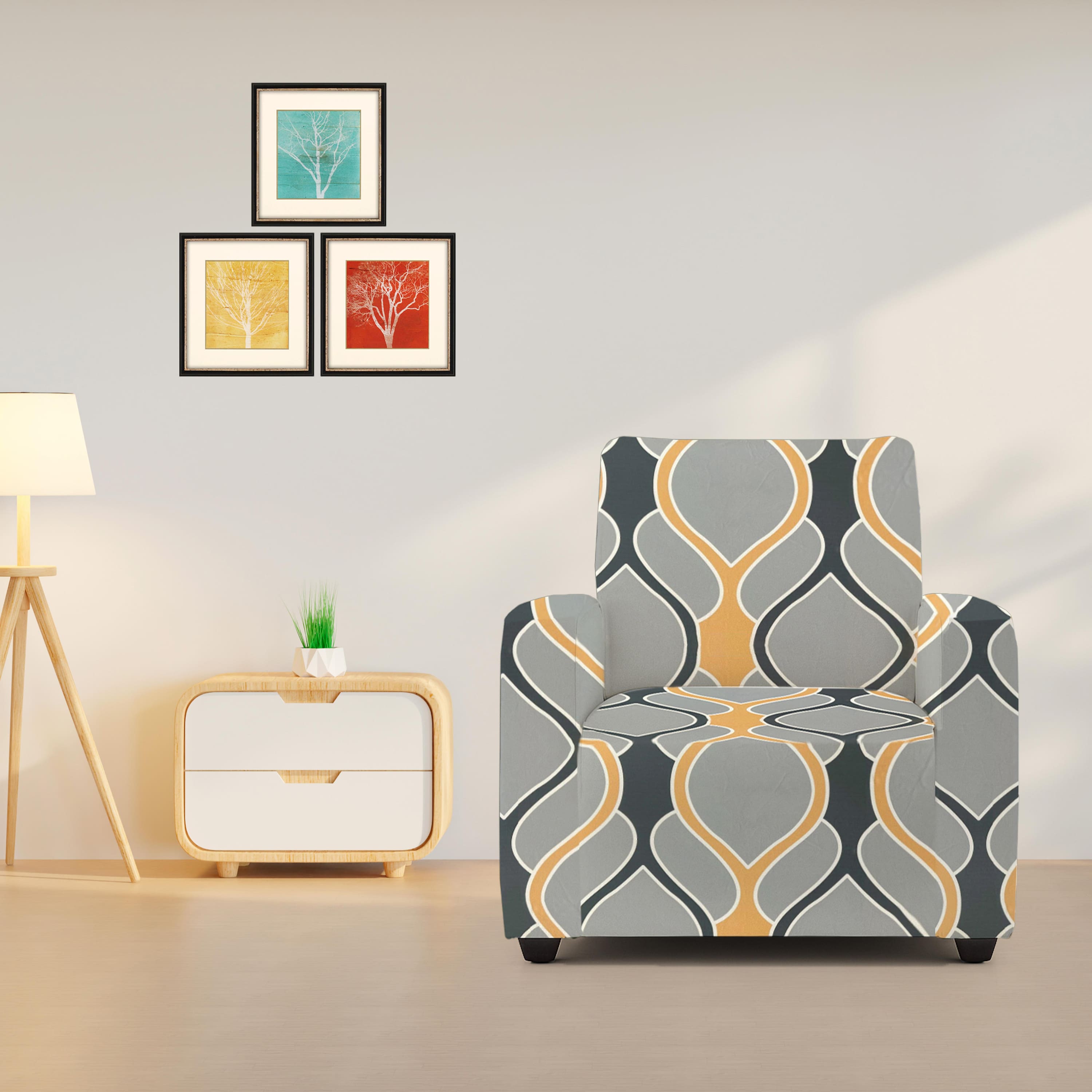 1 Seater Greyish Diamond Sofa Cover