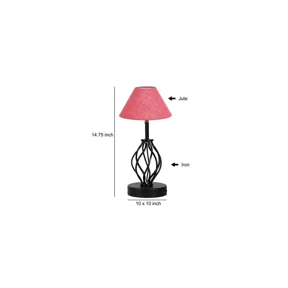 Paige Pink Jute Table lamp with Iron Base