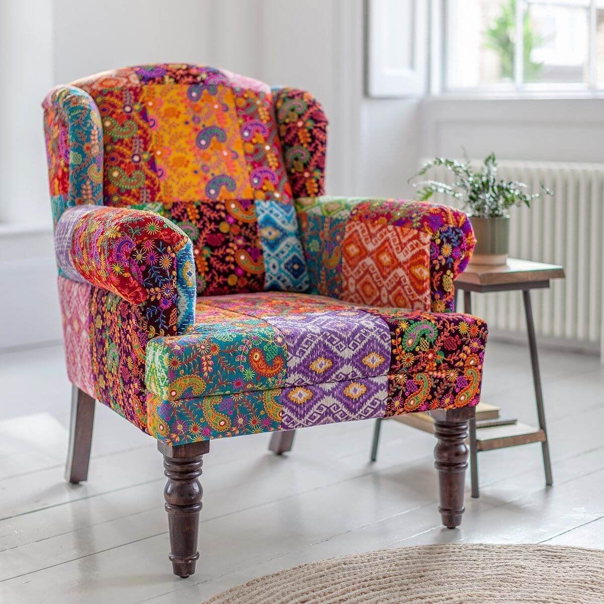 Desi Banjara 1 Seater Fabric Sofa in Multicolour