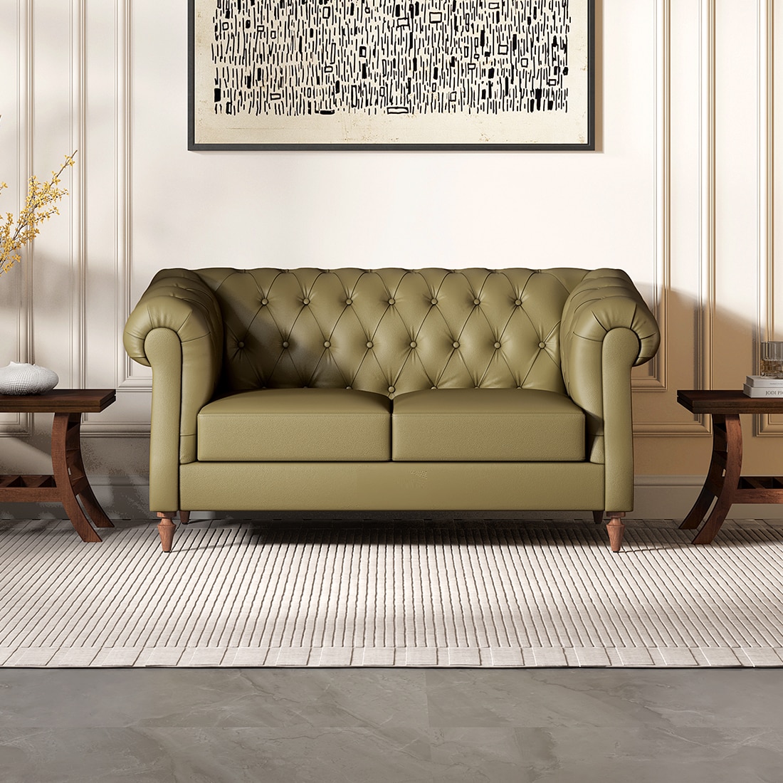Fairmont 2 Seater Leatherette Sole in Olive Green Colour - Durian