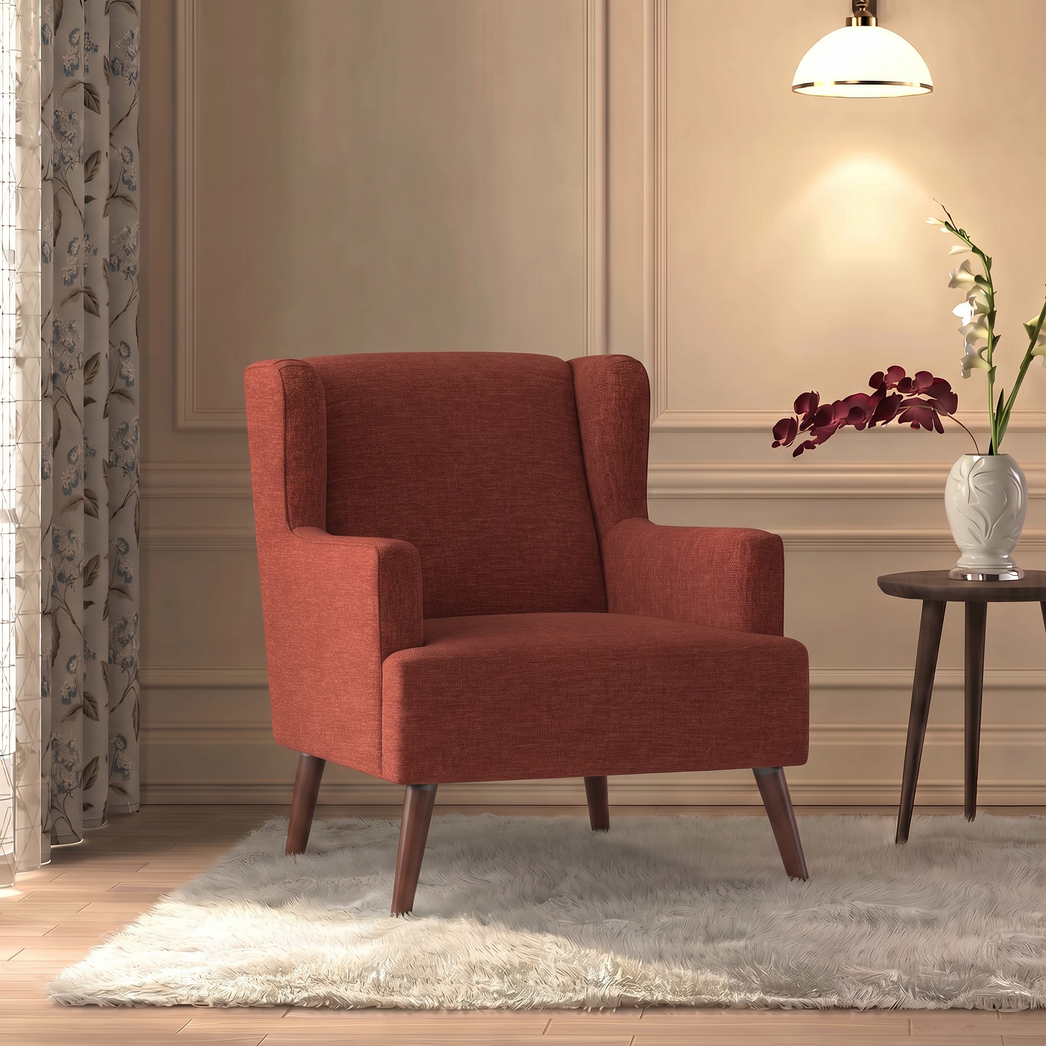 Brando Arm Chair in Dark Coral Color - Urban Ladder