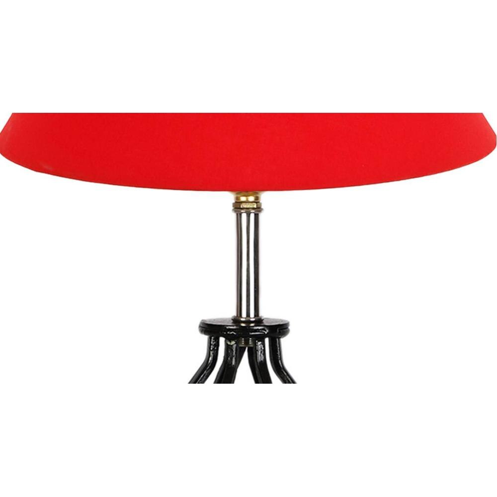 Felicity Red cotton Table lamp with Wood & Iron Base
