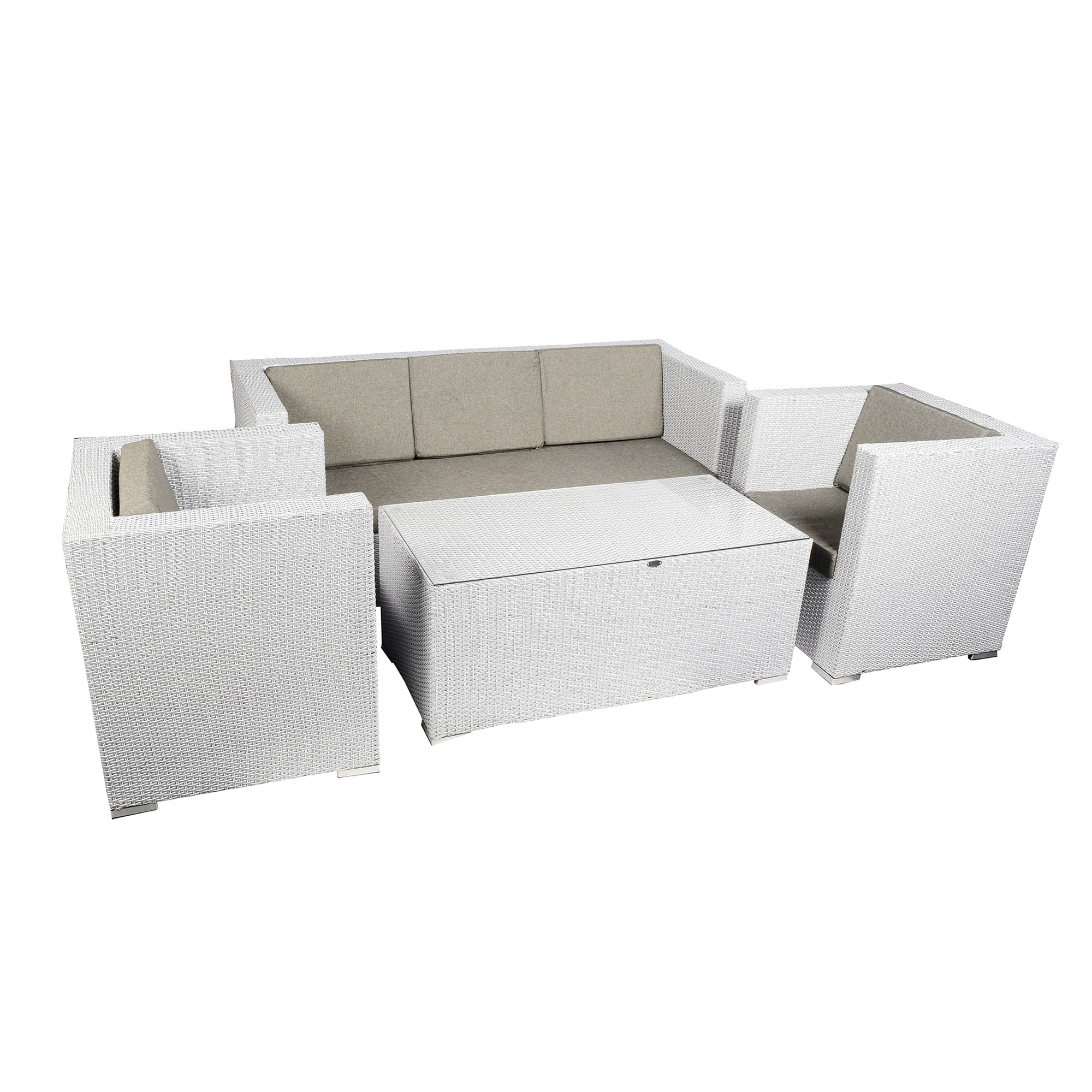 Nice 3+1+1 Seater Wicker Sofa Set in Black and White Dual Tone Colour