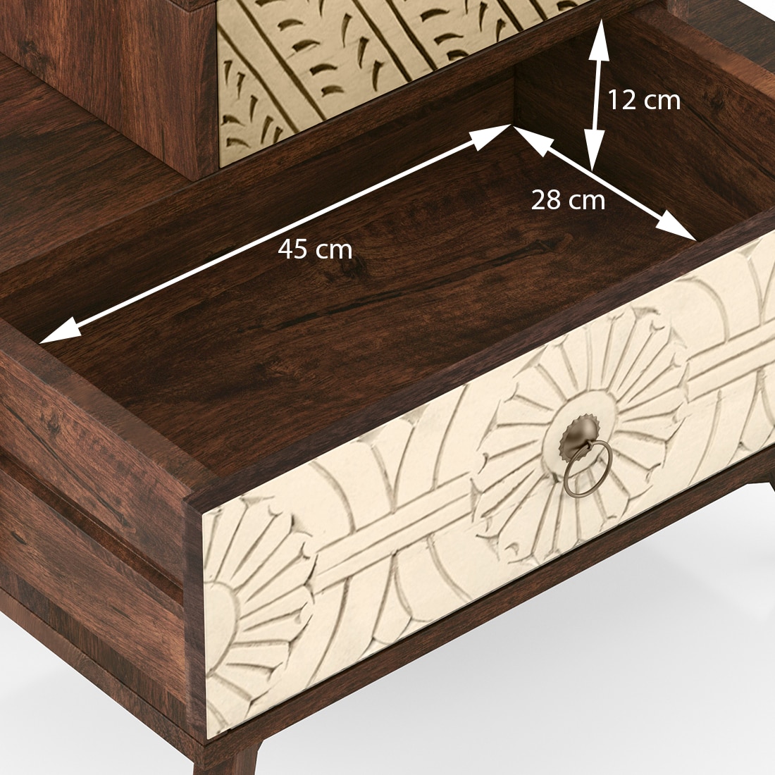 Zenga Solid Wood Side Table in Antique Walnut Finish