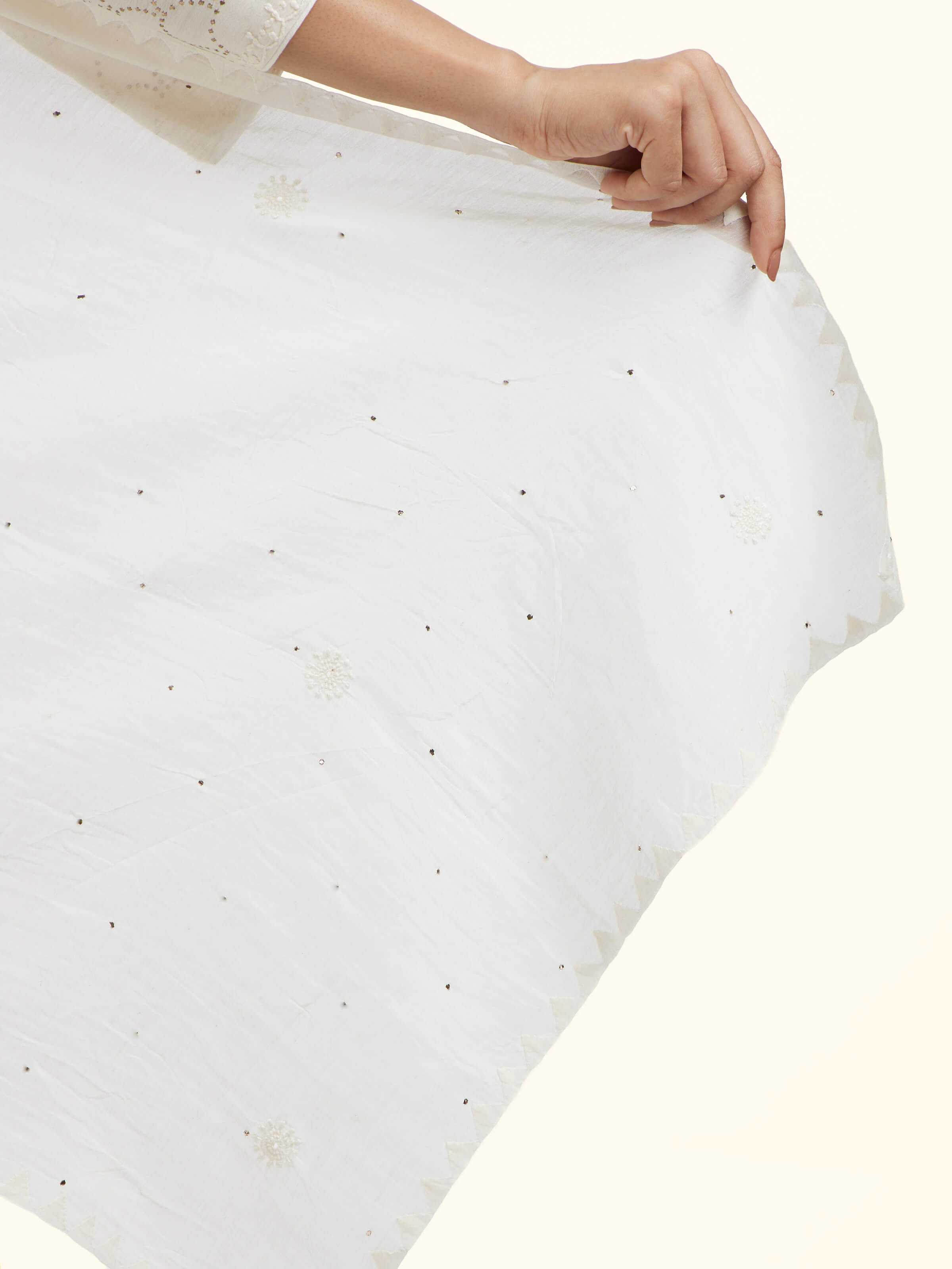 Off-white Cotton Silk Chikankari Stole