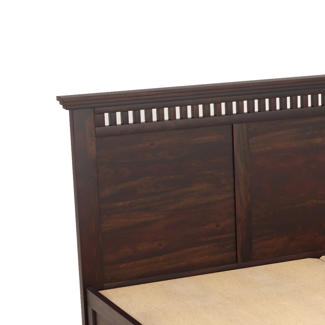 Madhvi Solid Wood Size Bed In Box Storage Bed In Provincial Walnut Finish