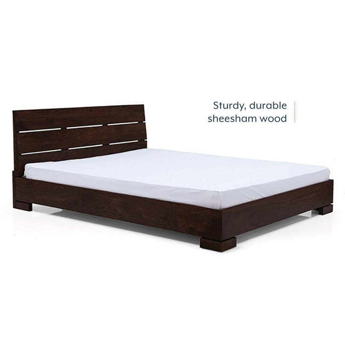 Ohio Solid Wood Queen Size Non Storage Bed In Mahogany Finish