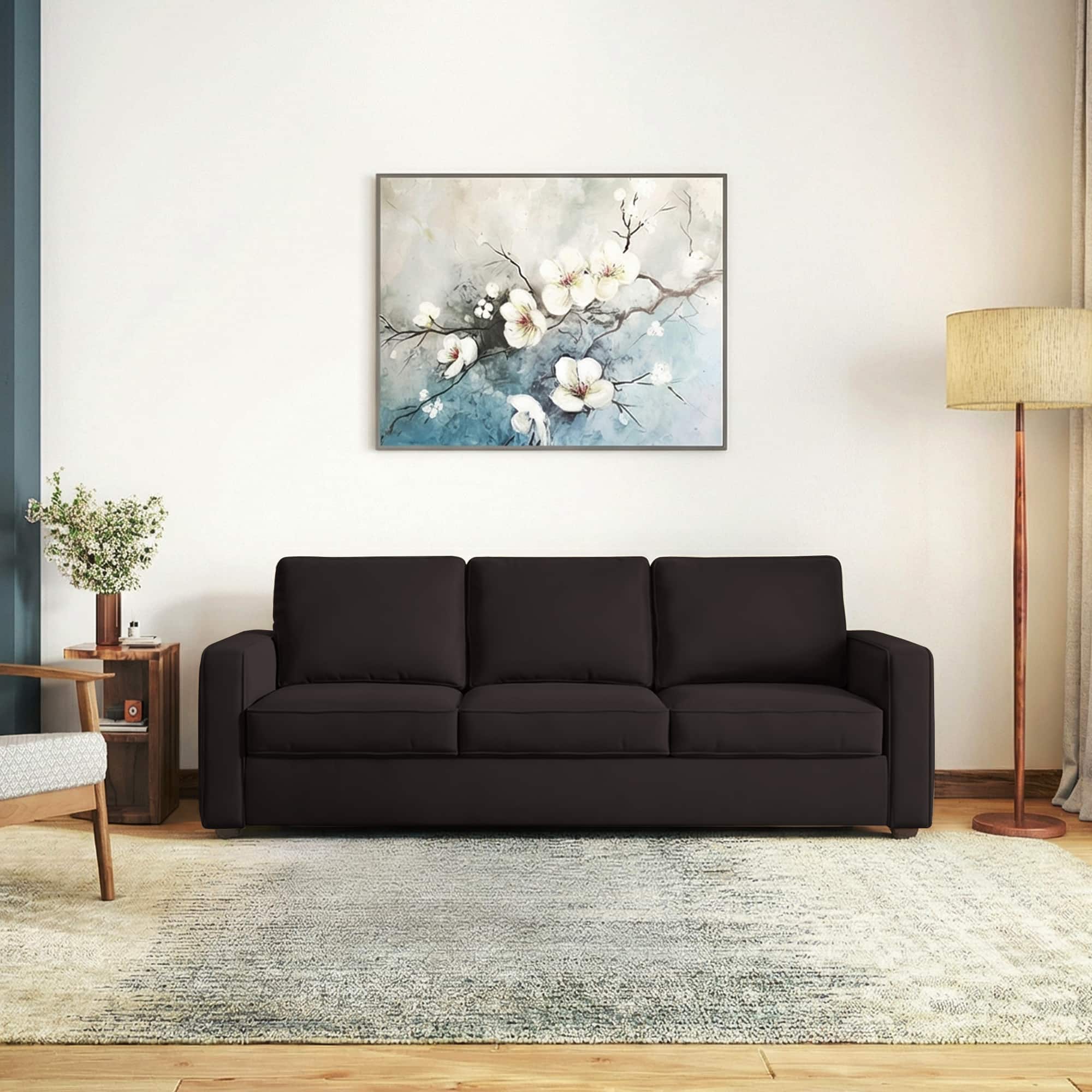 Apollo Compact 3 Seater Fabric Sofa In Deep Brown Velvet Colour