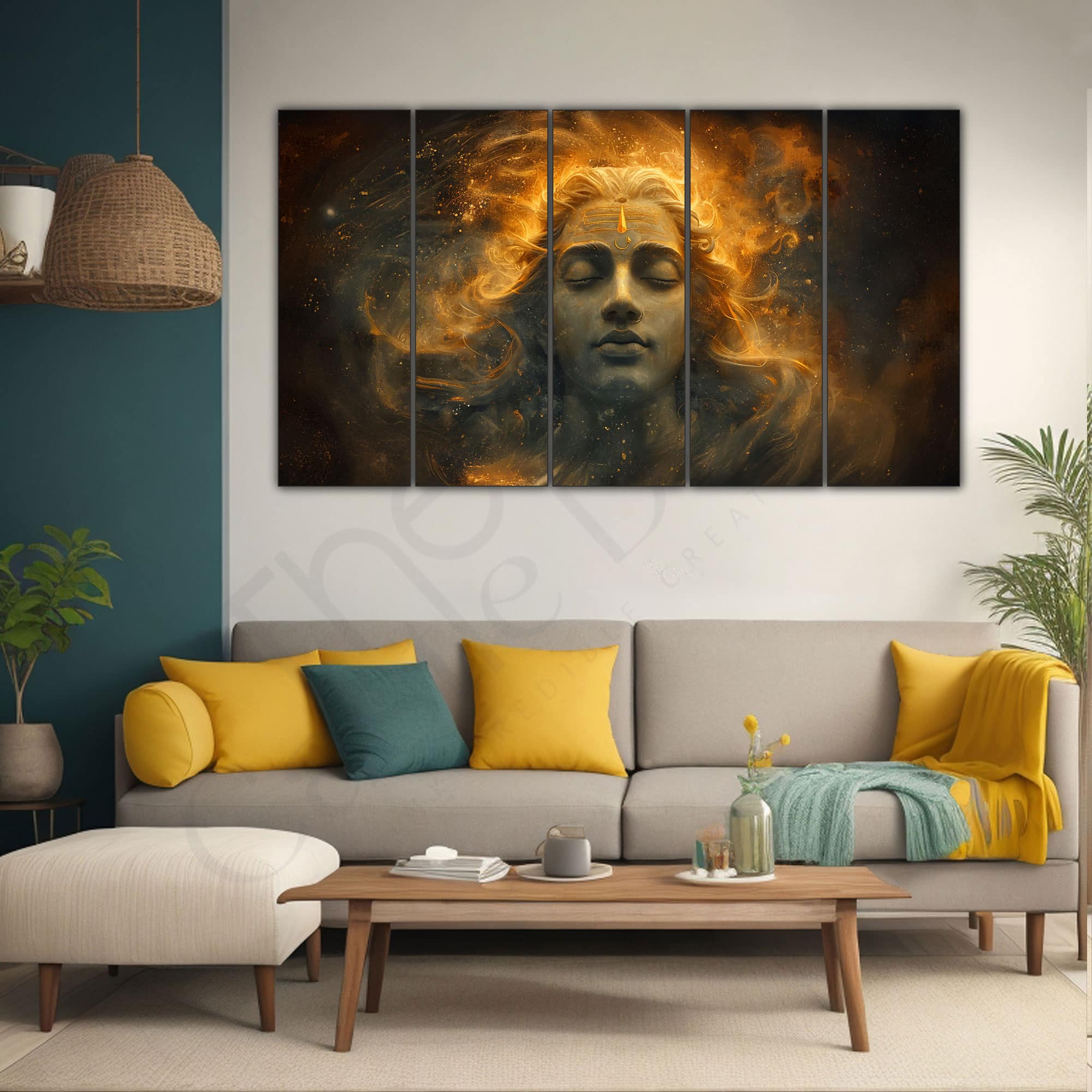 The Castle Decor Lord Shiva Wall Painting Wooden Framed 27x48 Inch (Style 18) - The Castle Decor