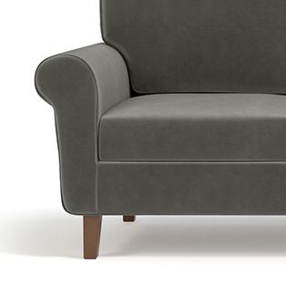 Oxford 2 Seater Fabric Sofa in Ash Grey Velvet Colour