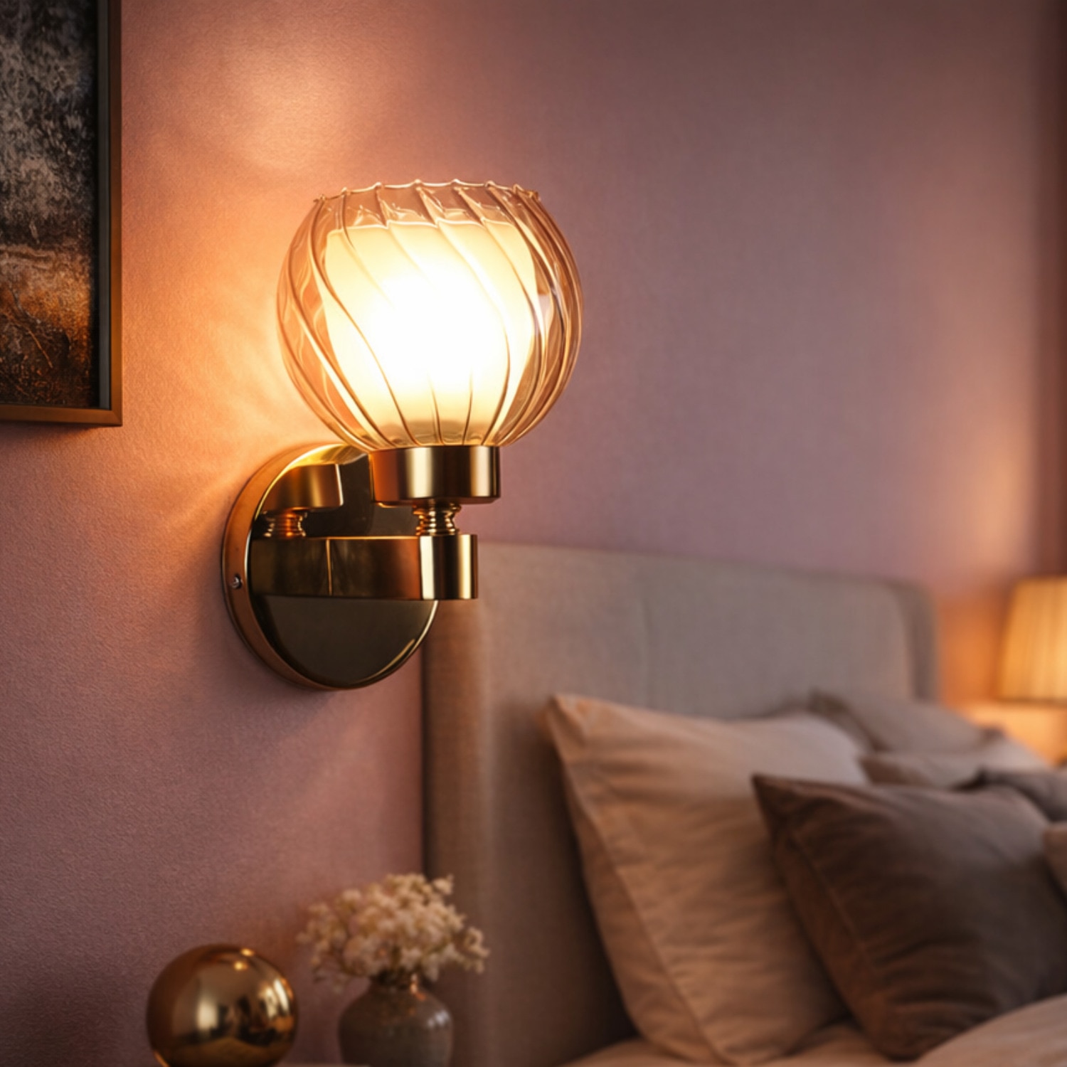 Eliante Modern Wall Lights Mild Steel & Glass Material Gold & Champaign Finish - Eliante
