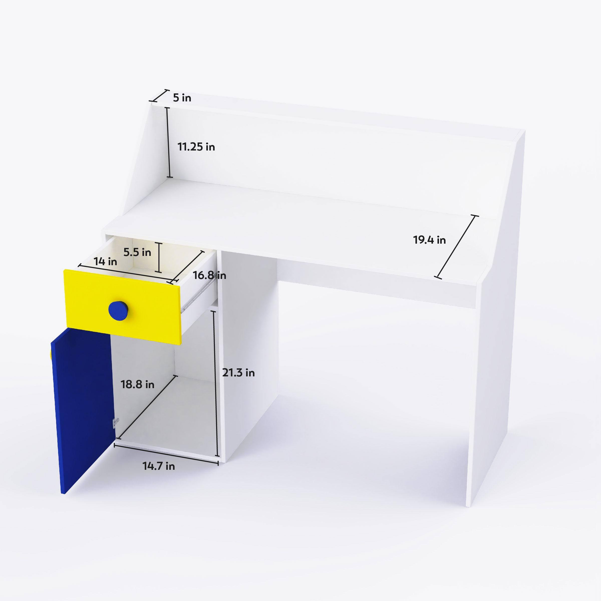 Elementary Study Table In Yellow & White Colour