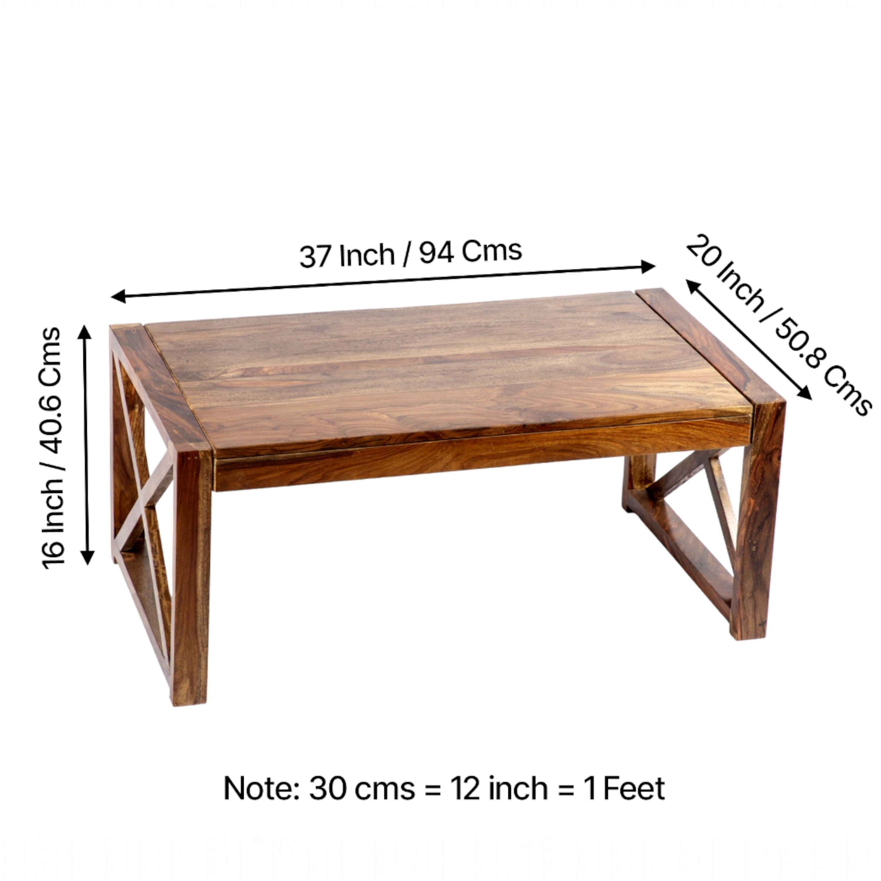 Hudson Sheesham Wood Coffee Table In Teak Finish