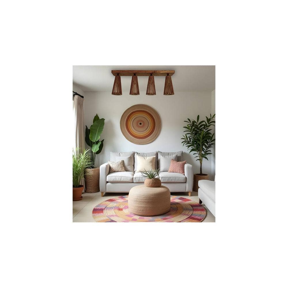 Billet Brown Solid Wood Ceiling Light