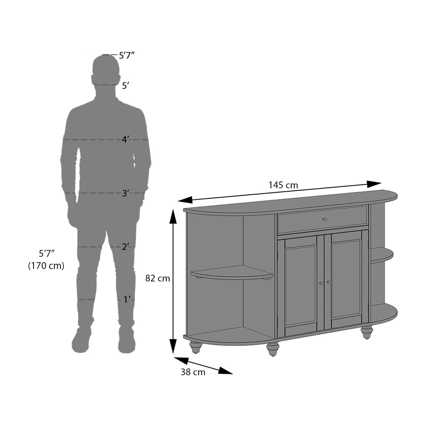 Ramore Solid Wood Sideboard in Mahogany Finish