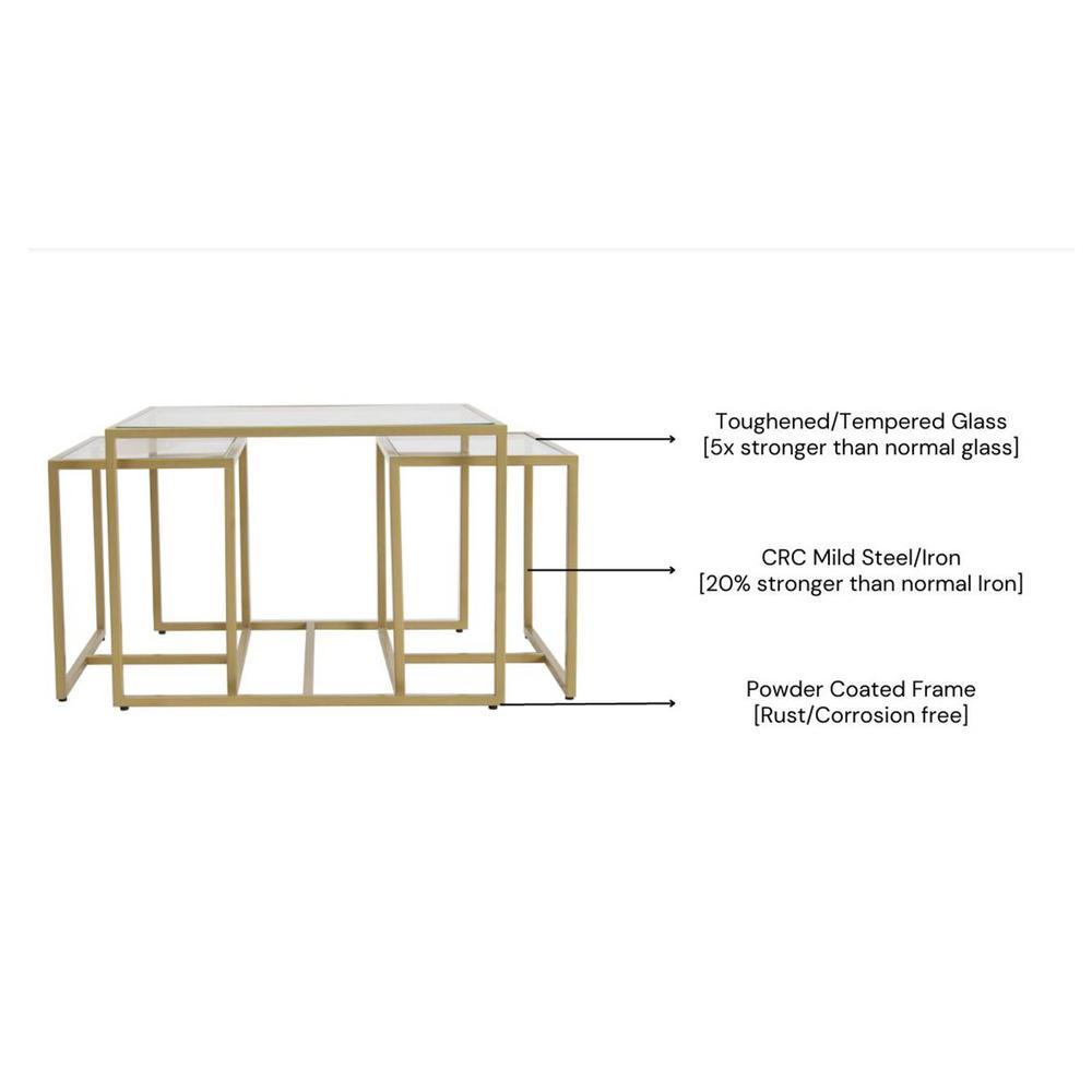 Stendal Nesting Coffee Table Set Of 3 Glass Square