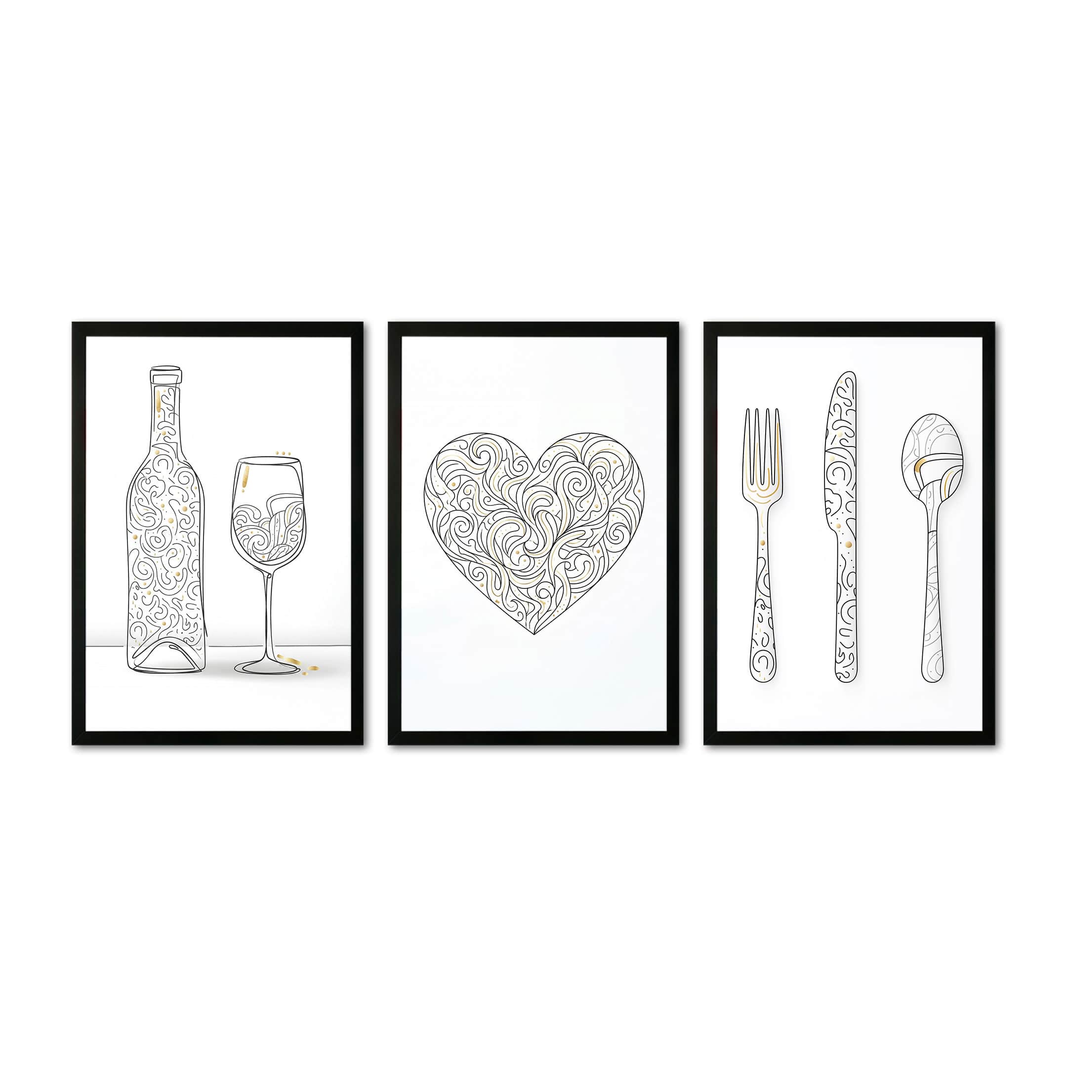 The Castle Decor Minimal Kitchen Wall Art Set of 3 12x18 Inch - The Castle Decor
