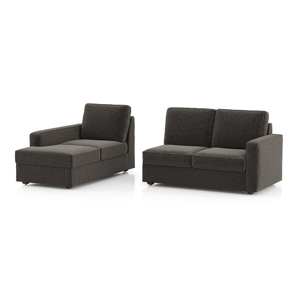 Apollo Sofa (Colour : Smoke, Cushion : Hard, Back Type : Regular, Seating Capacity : Left Aligned 2 Seater + Left Aligned Chaise + Ottoman)
