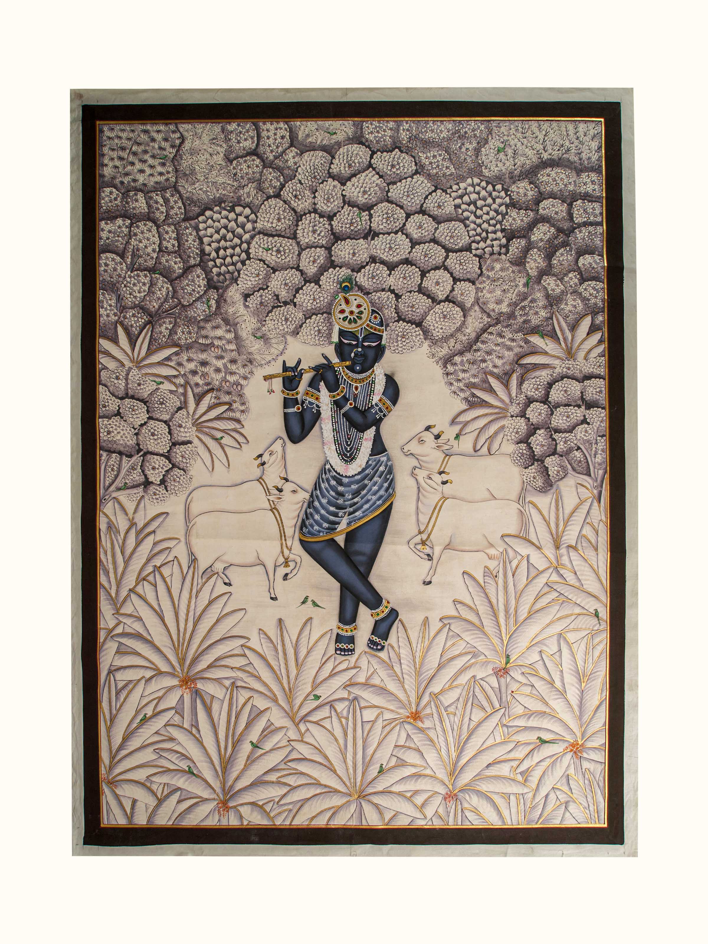 Krishna with Cows Pichwai Painting