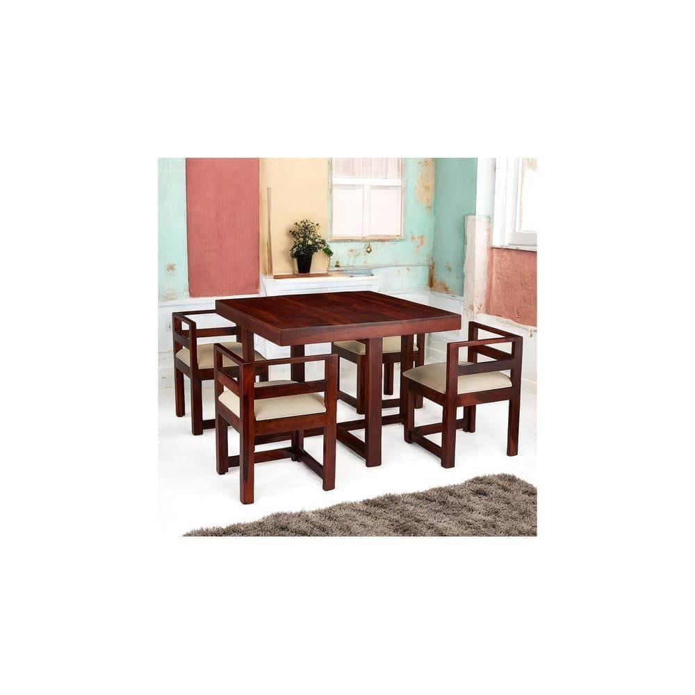 Kingston Sheesham Wood Accent 4 Seater Dining Table Set