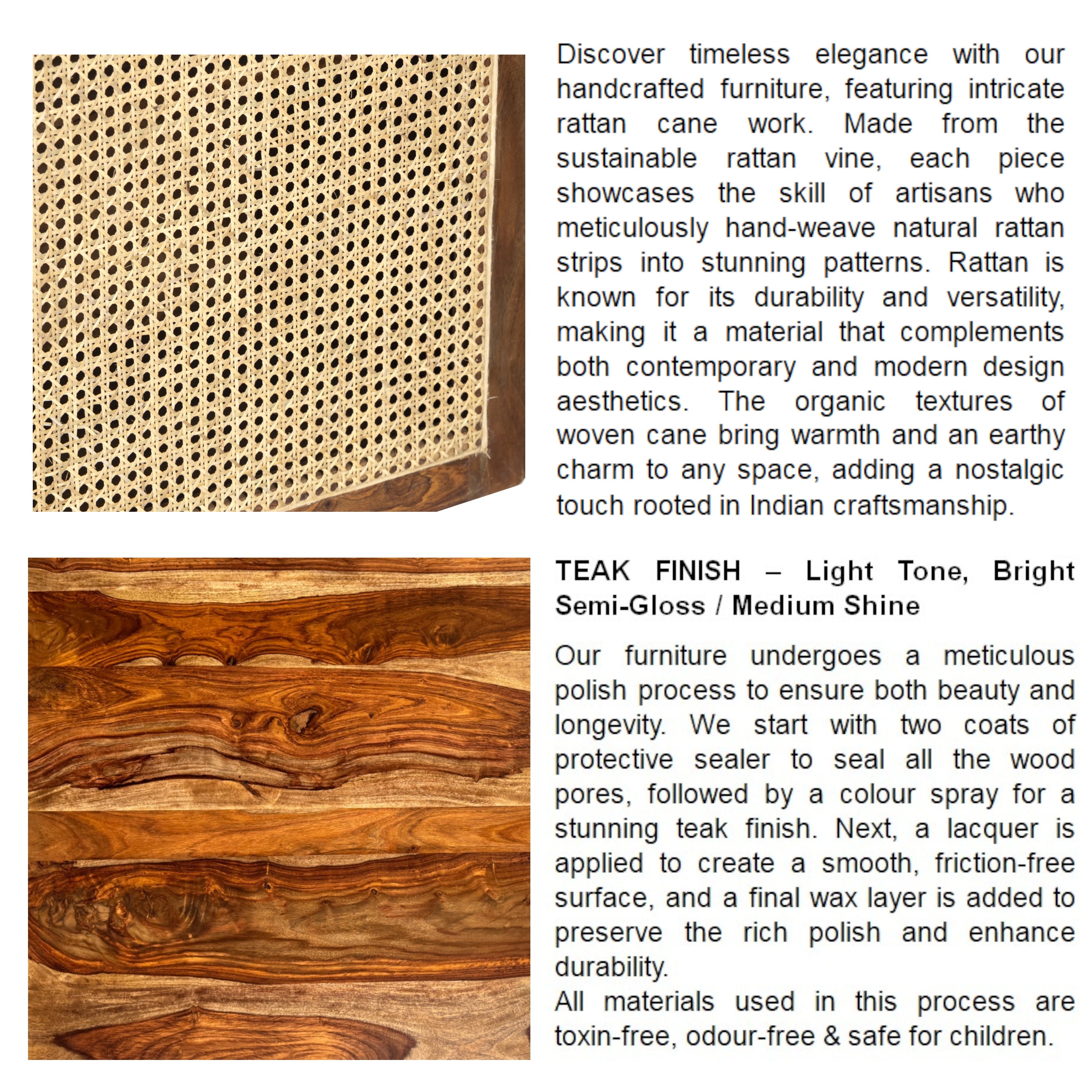 Rockport Sheesham Wood Mid Century 4 Seater Bench With