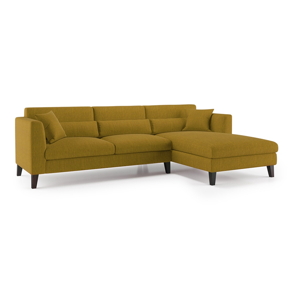 Lewis Sectional Sofa (Colour : Olive Green, Cushion : Soft, Seater : Right Aligned 3 Seater + Right Aligned Chaise)