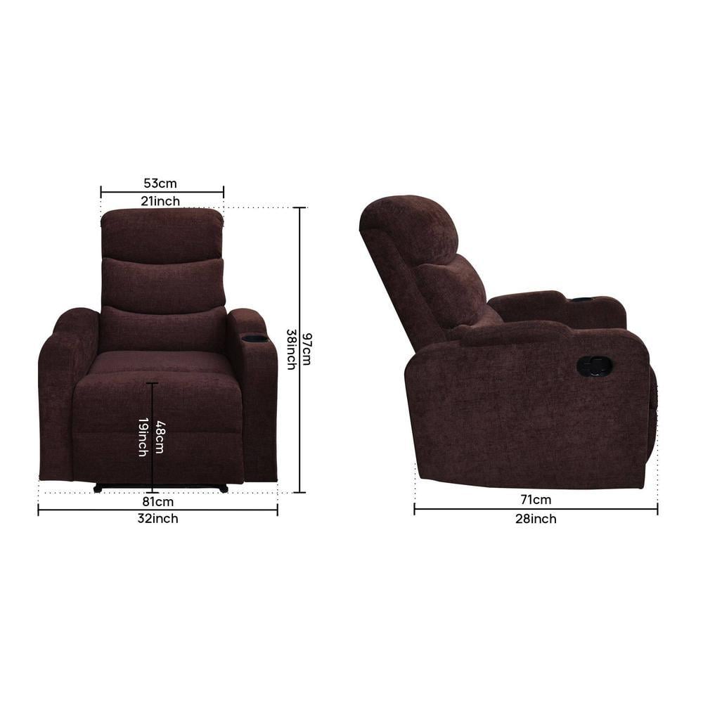 Carrera Fabric One Seater Manual Recliner in Brown Colour