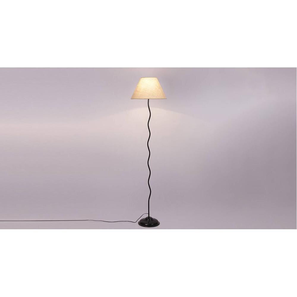Joss Zig Zag Iron Floor lamp with Jute Conical White shade (Z38)