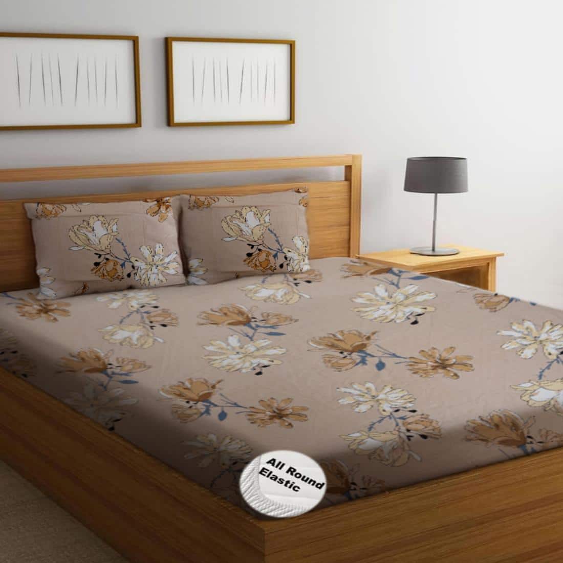 High Quality Cotton mix Double bed Fitted Bedsheets 198 cmsx 182 cms ( Pillows 46 x 49 cms)