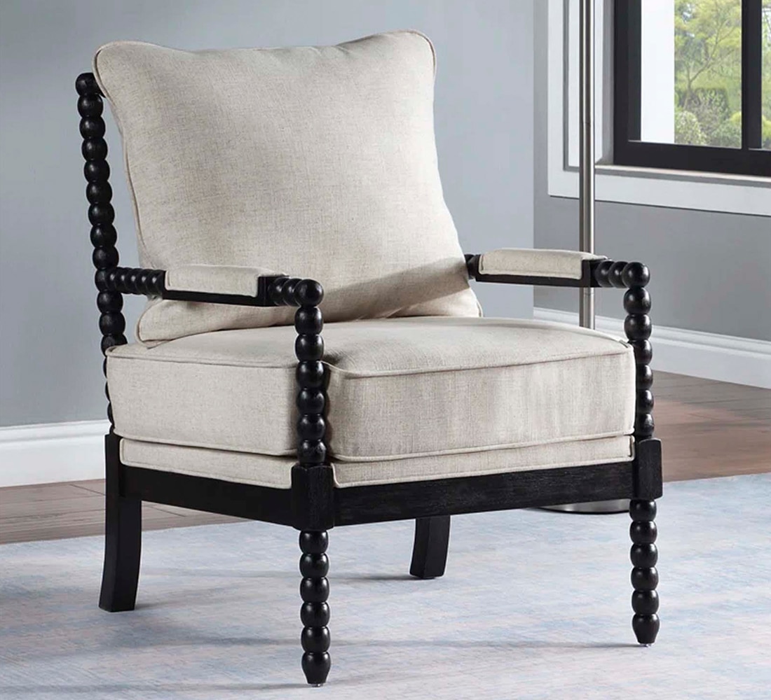 Luxe L in en Fabric Lounge Chair in Off White - KURSIWALLAH