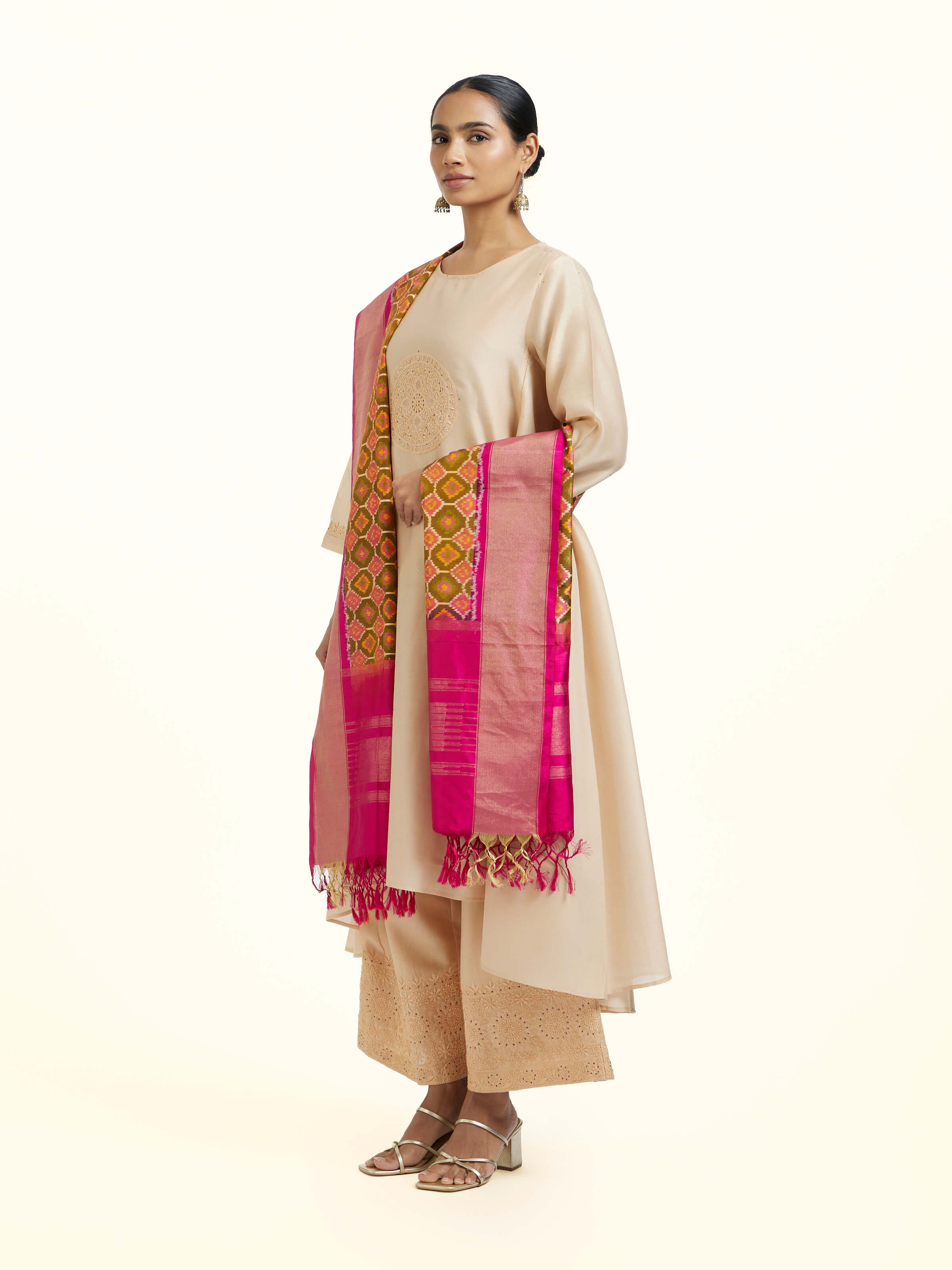 Assorted Silk Pochampally Weft Ikat Dupatta