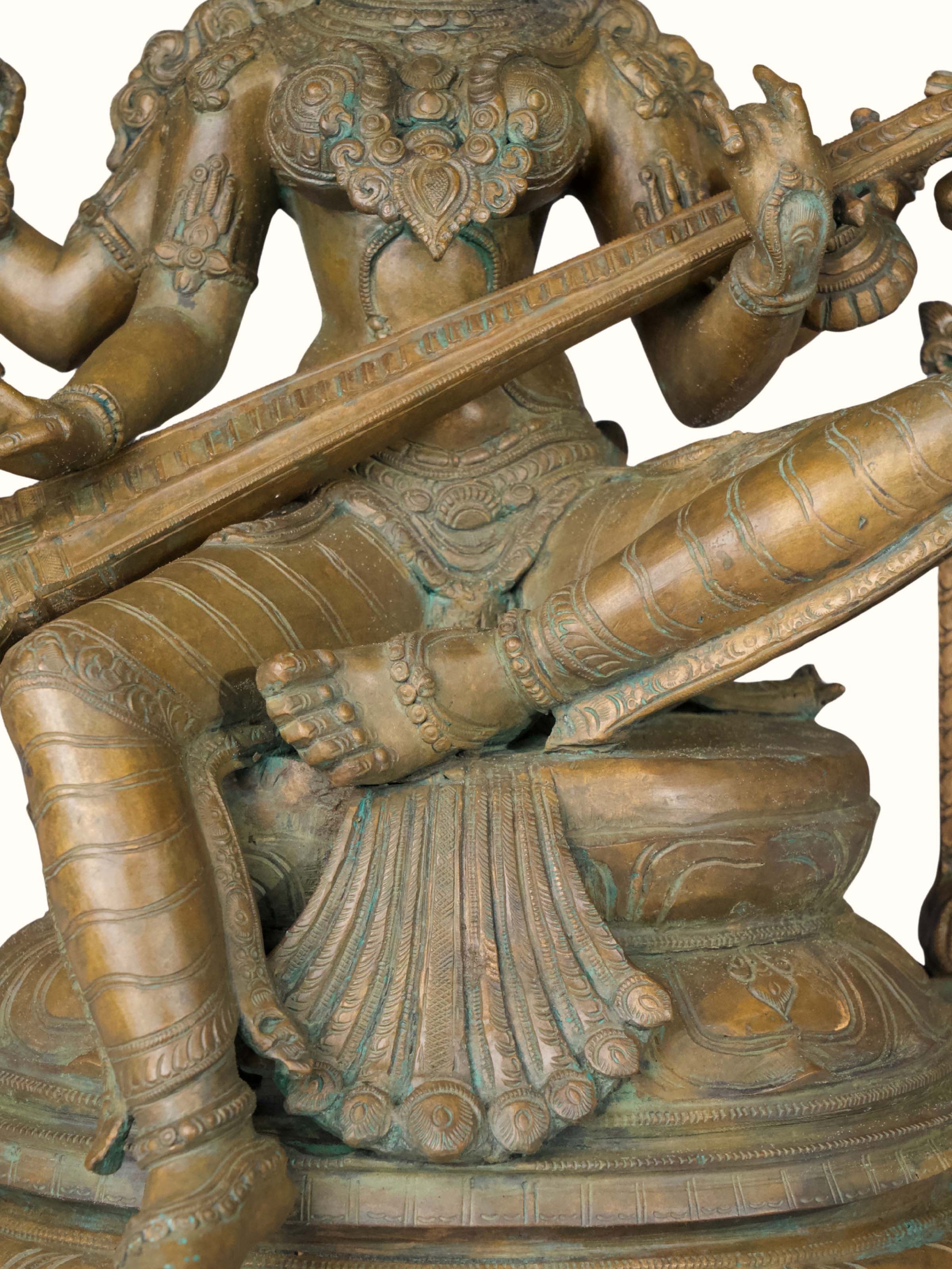 Bronze Cast Saraswati Idol