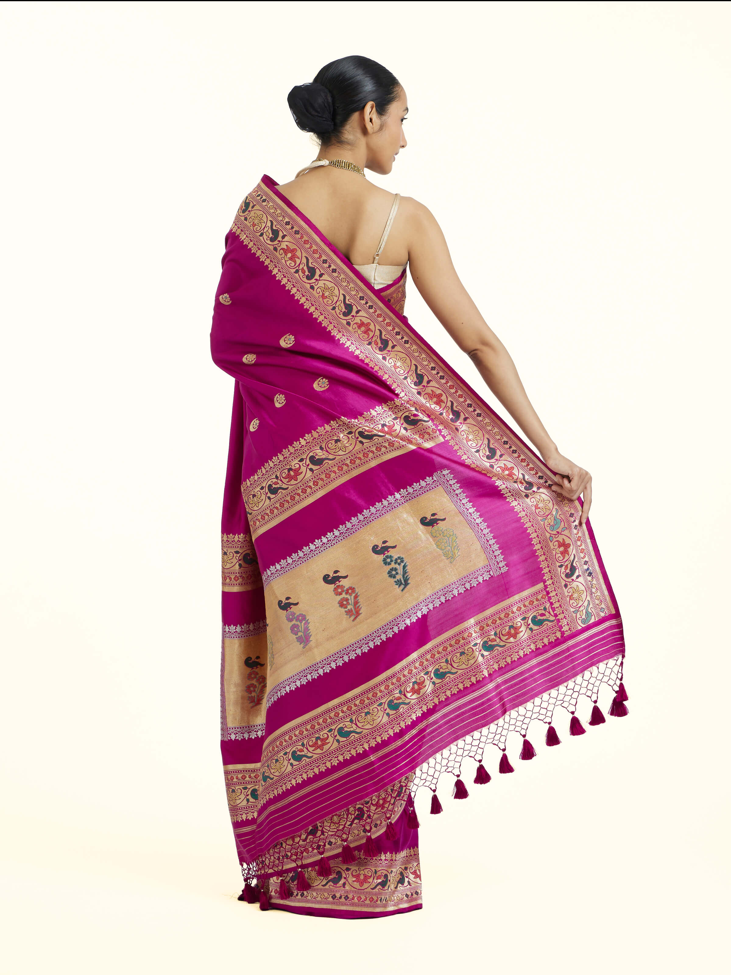 Purple Ashavali Brocade Silk Saree
