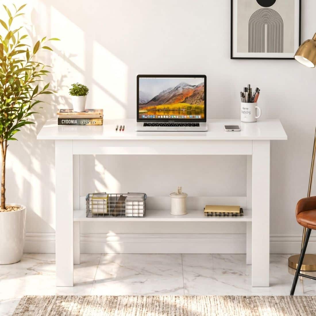 Spydercraft Spacio Modern Study Table in White Finish - Spydercraft