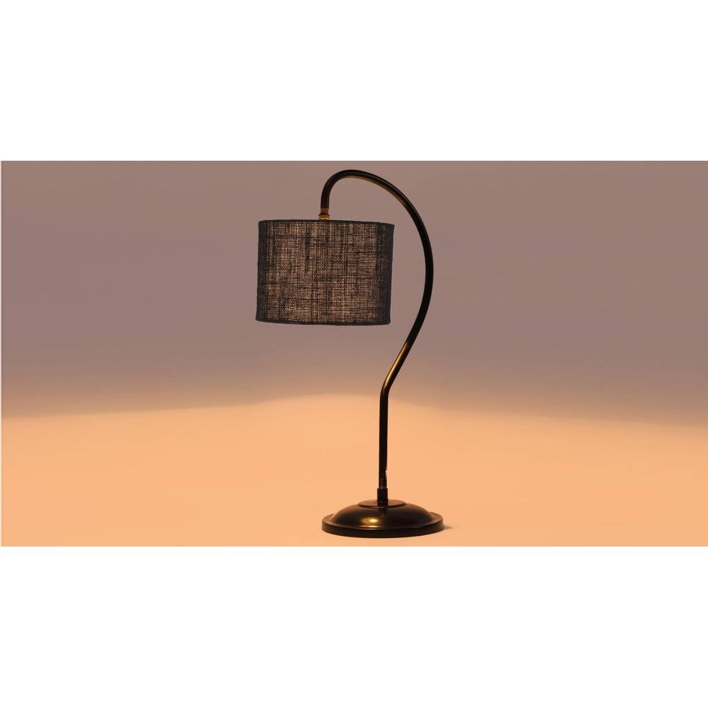 Black Jute Curvy table lamp with Iron Base (SP18)