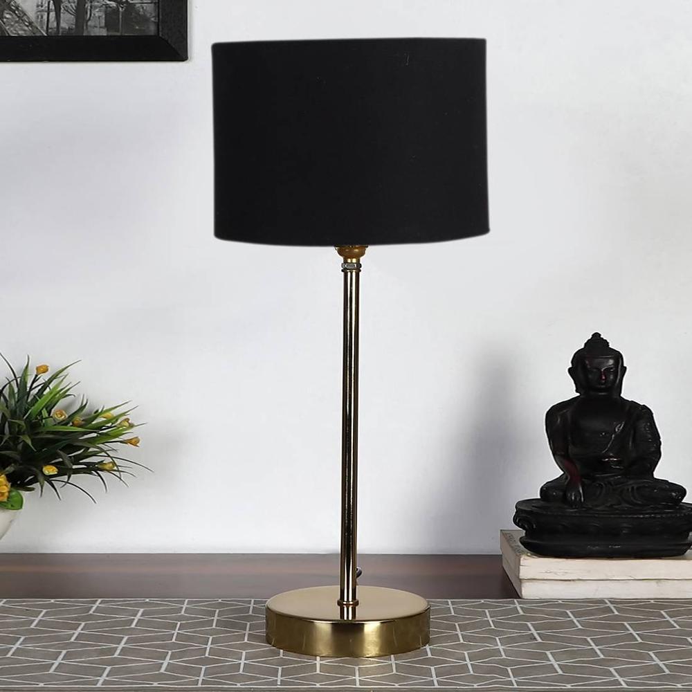 Black cotton with Metal Gold Table Lamp