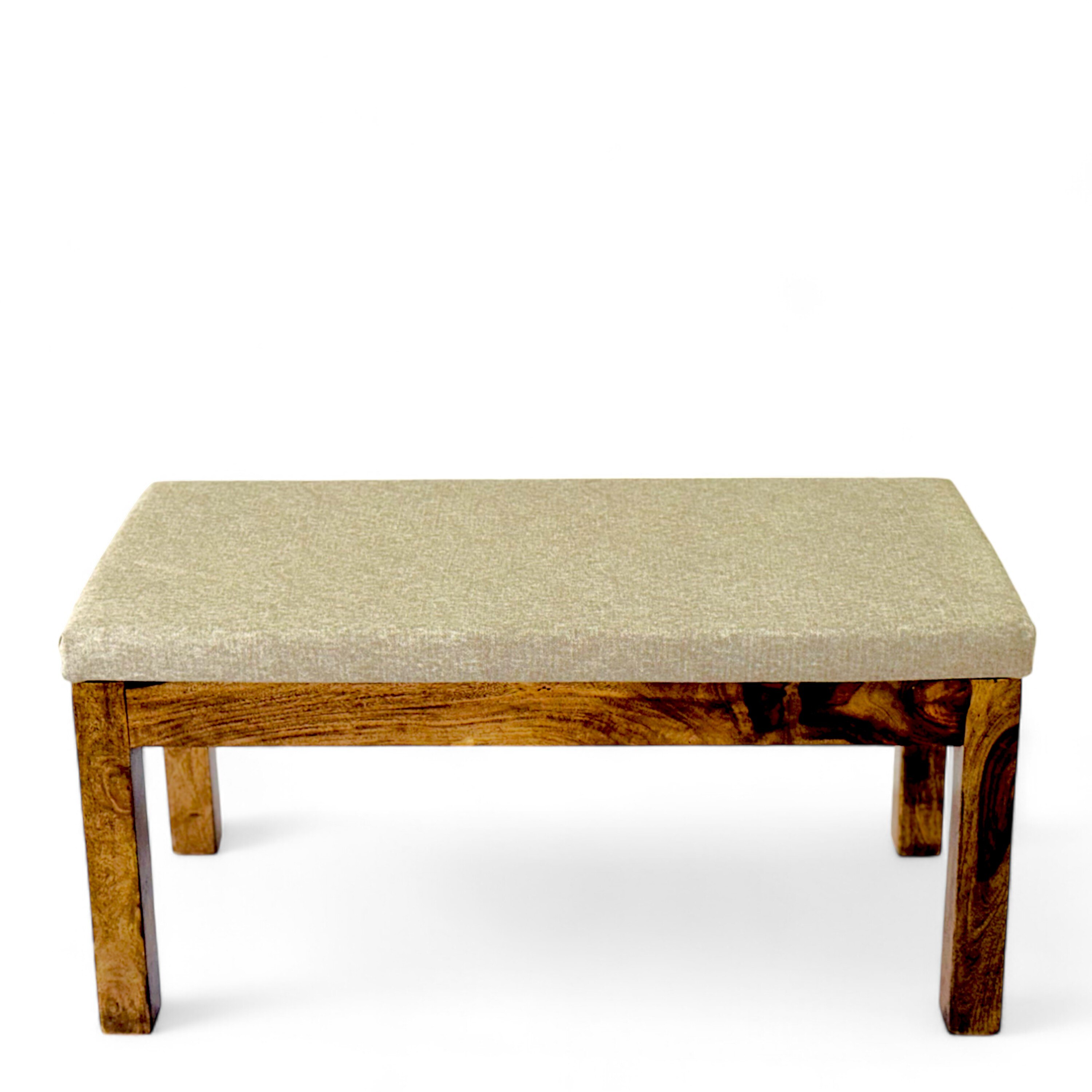 Maati Sheesham Wood Accent 2 Seater Bench In Jute Beige