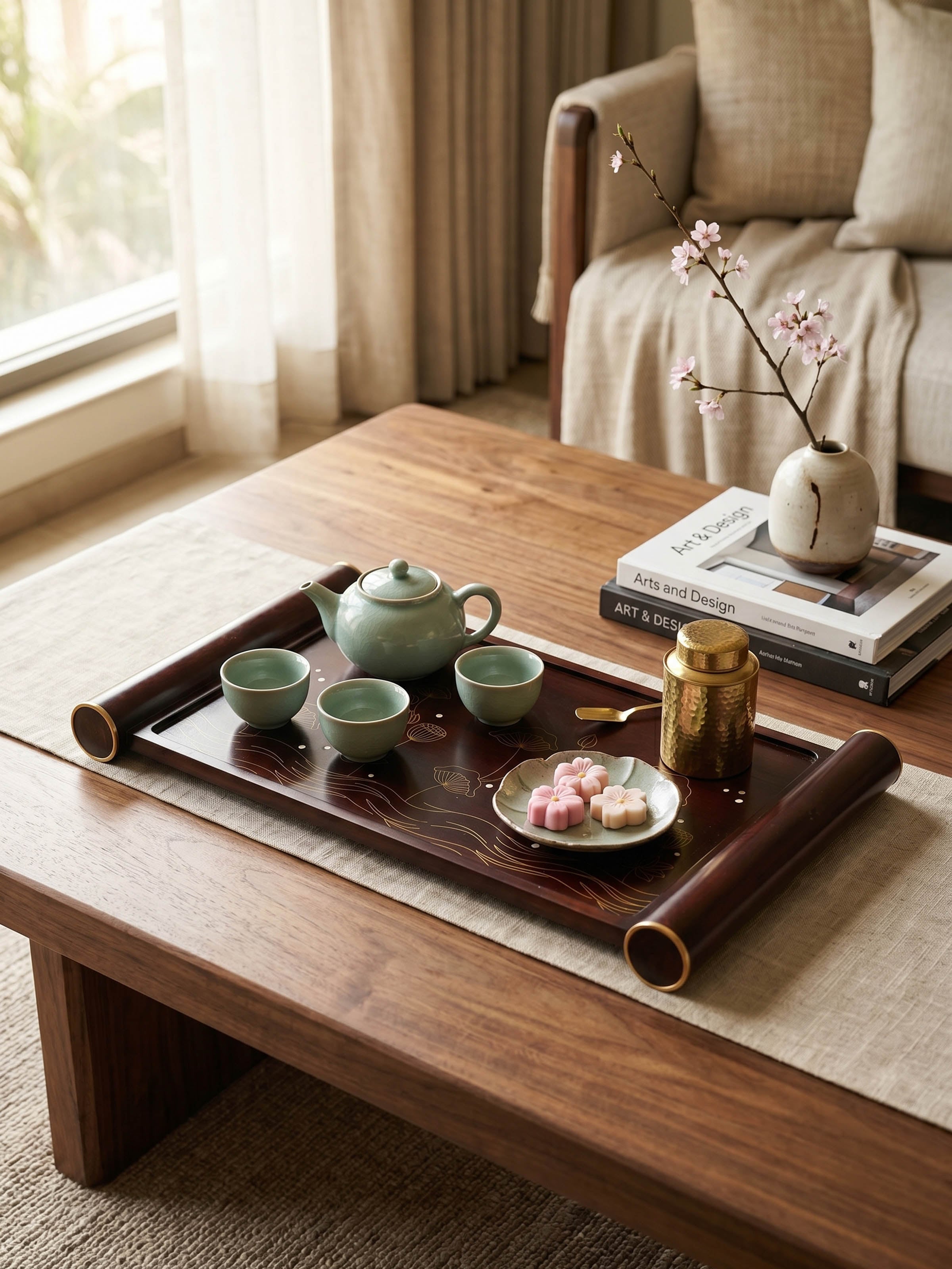 Kamal Tarkashi Teak Wood Tray Large