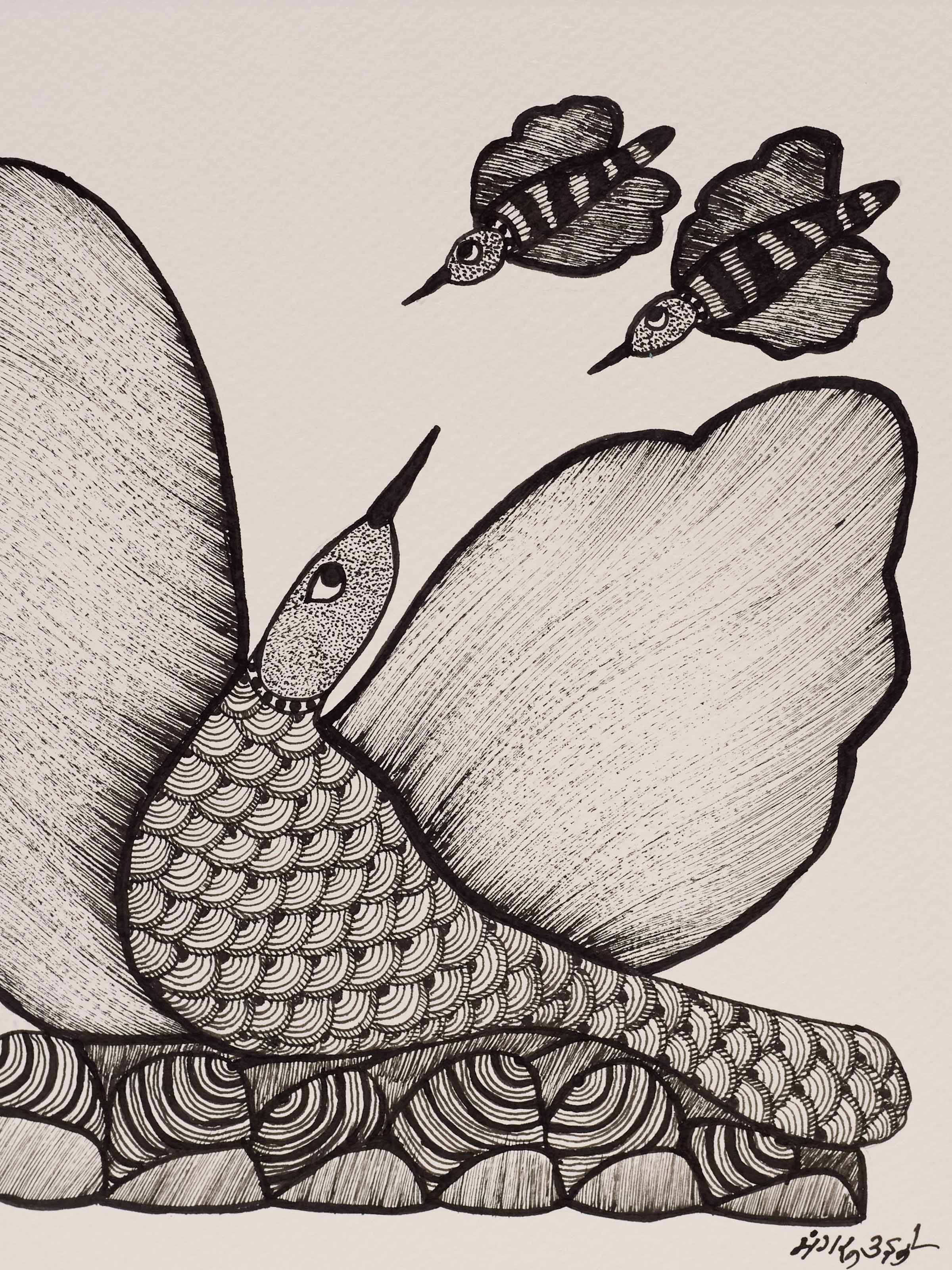 The Guiding Nest Gond Painting