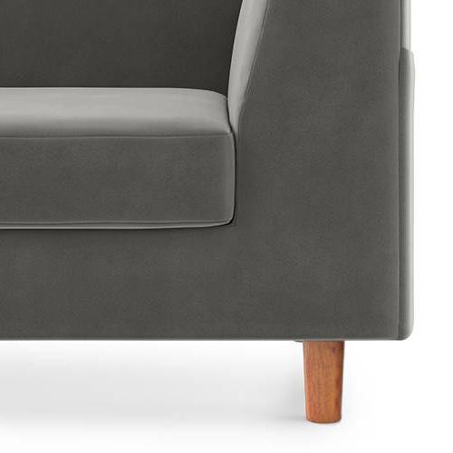 Rubik Luxe 3 Seater Fabric Sofa in Ash Grey Velvet Colour