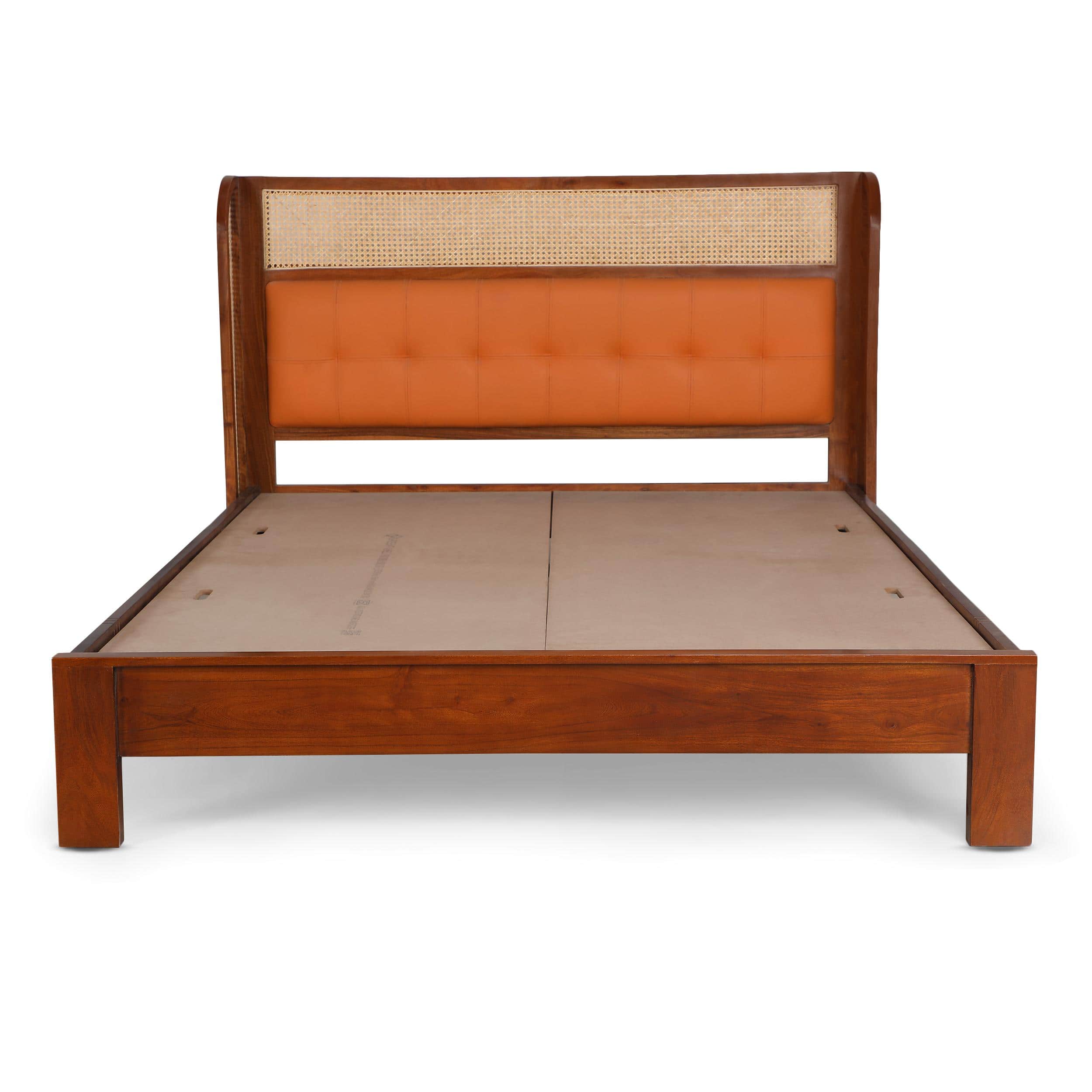 Zenith Comfort Solid Wood Non Storage Queen Bed in Provincial Teak Finish