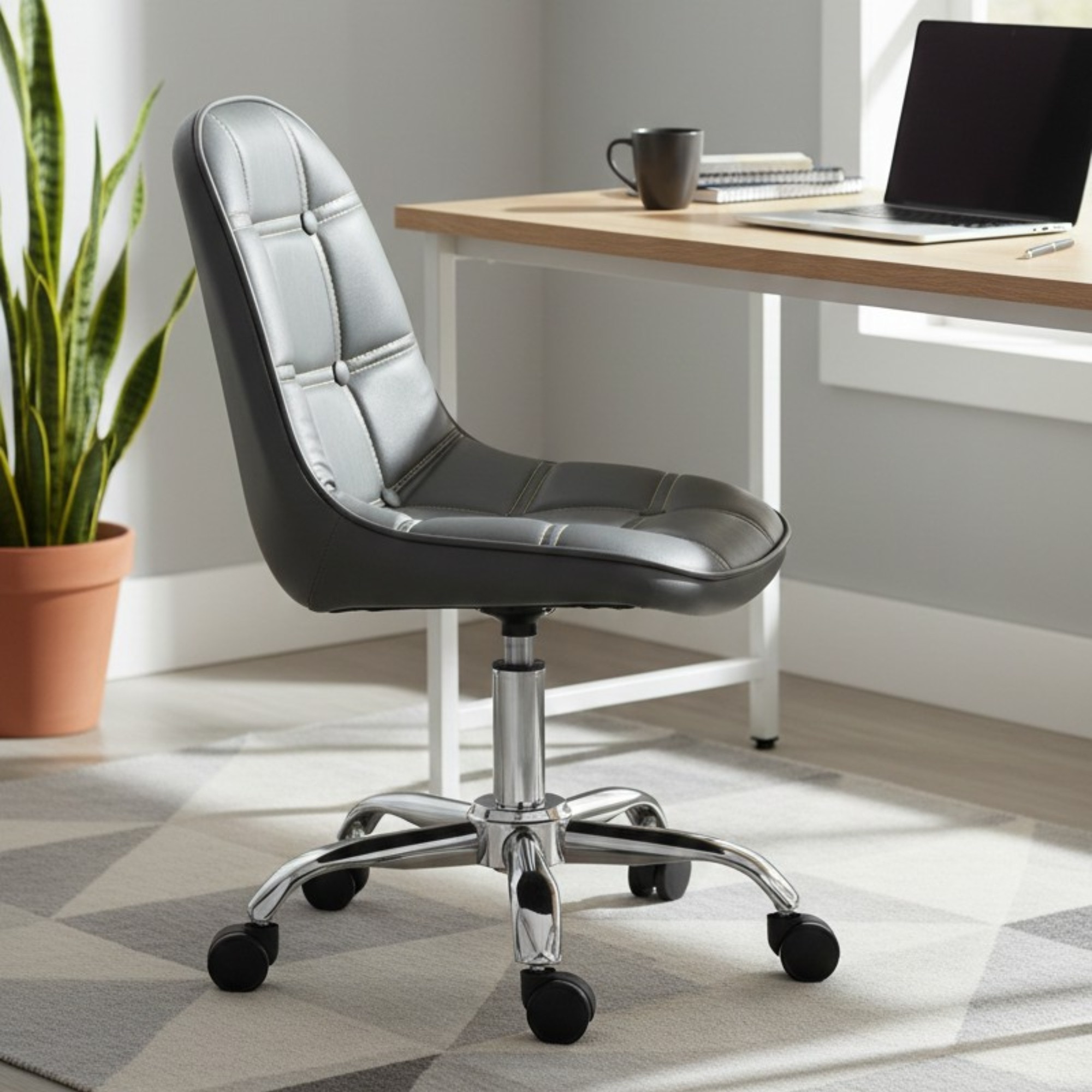 Beautiful Leatherette Dining Chair in Grey Colour - Adiko Systems