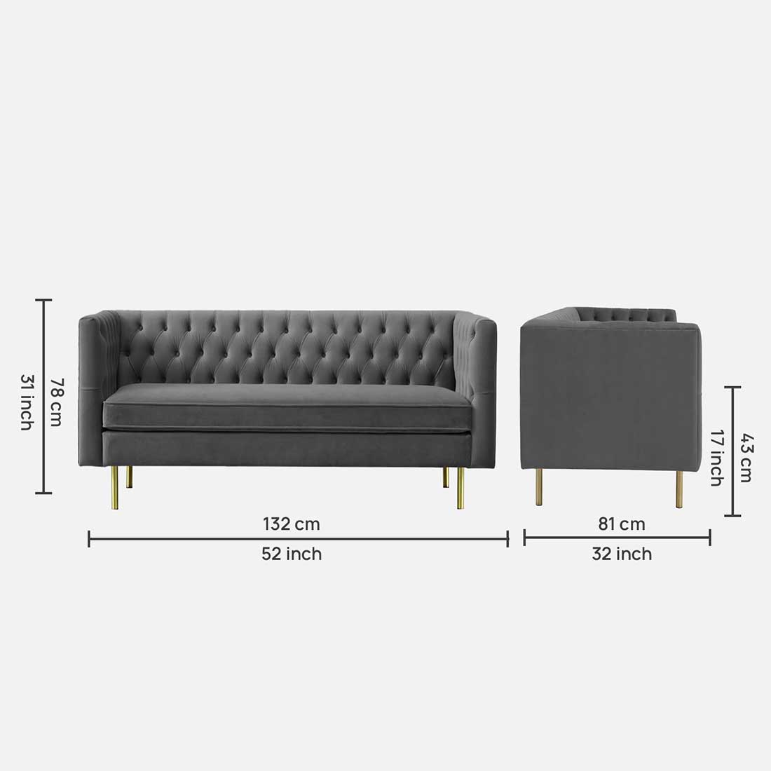 Caraven Fabric Sofa (Grey)