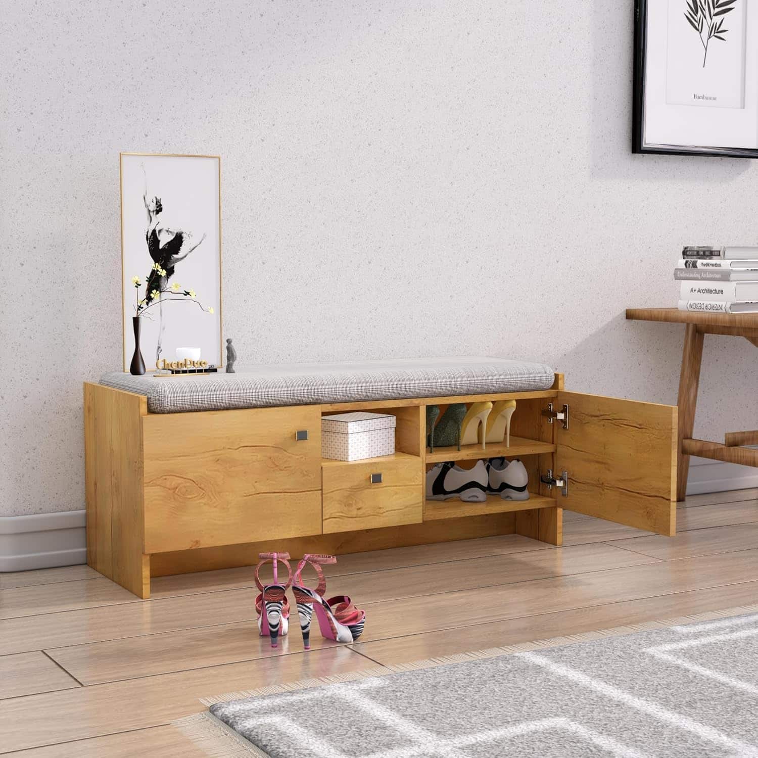 Hexa Red Engineered Wood Shoe Rack in Giant Wood Colour - HexaRed