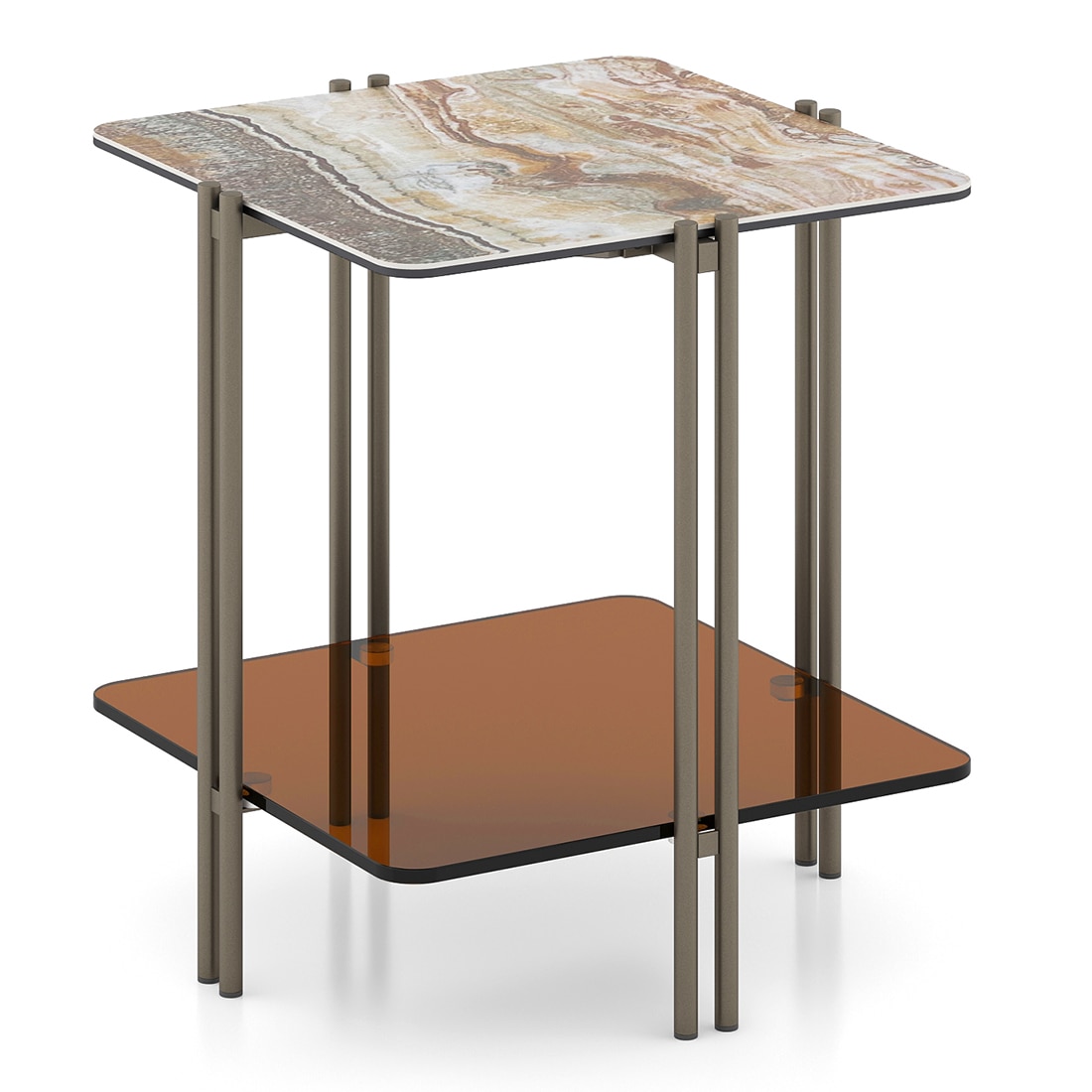 Paloma Marble Side Table in Jupiter Red Spanish Ceramic Finish